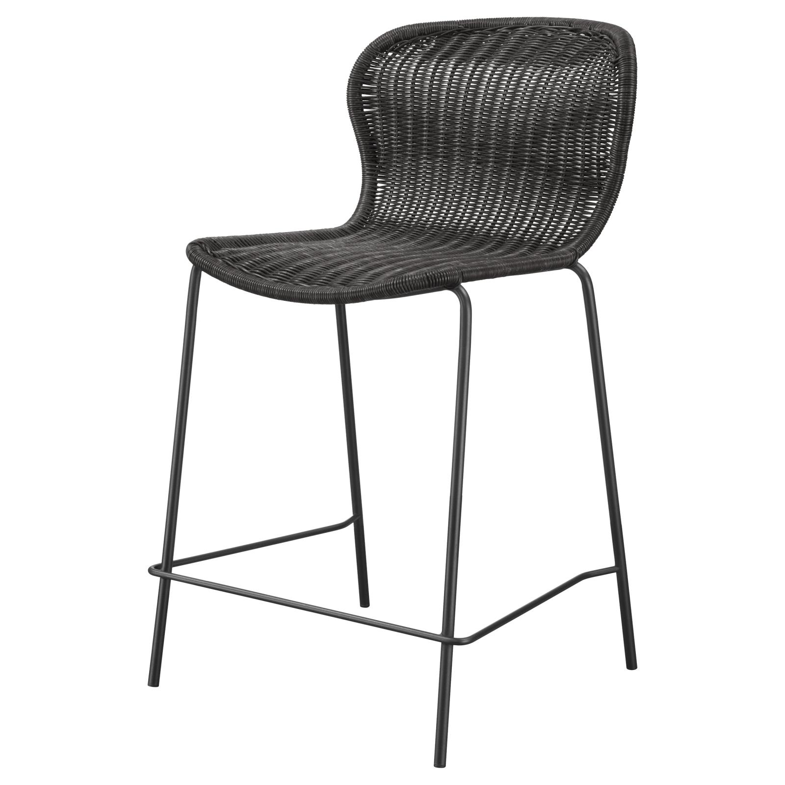 McKinley Faux Rattan Counter Stool with Metal Base