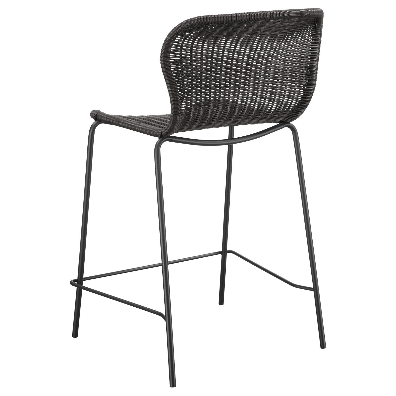 McKinley Faux Rattan Counter Stool with Metal Base