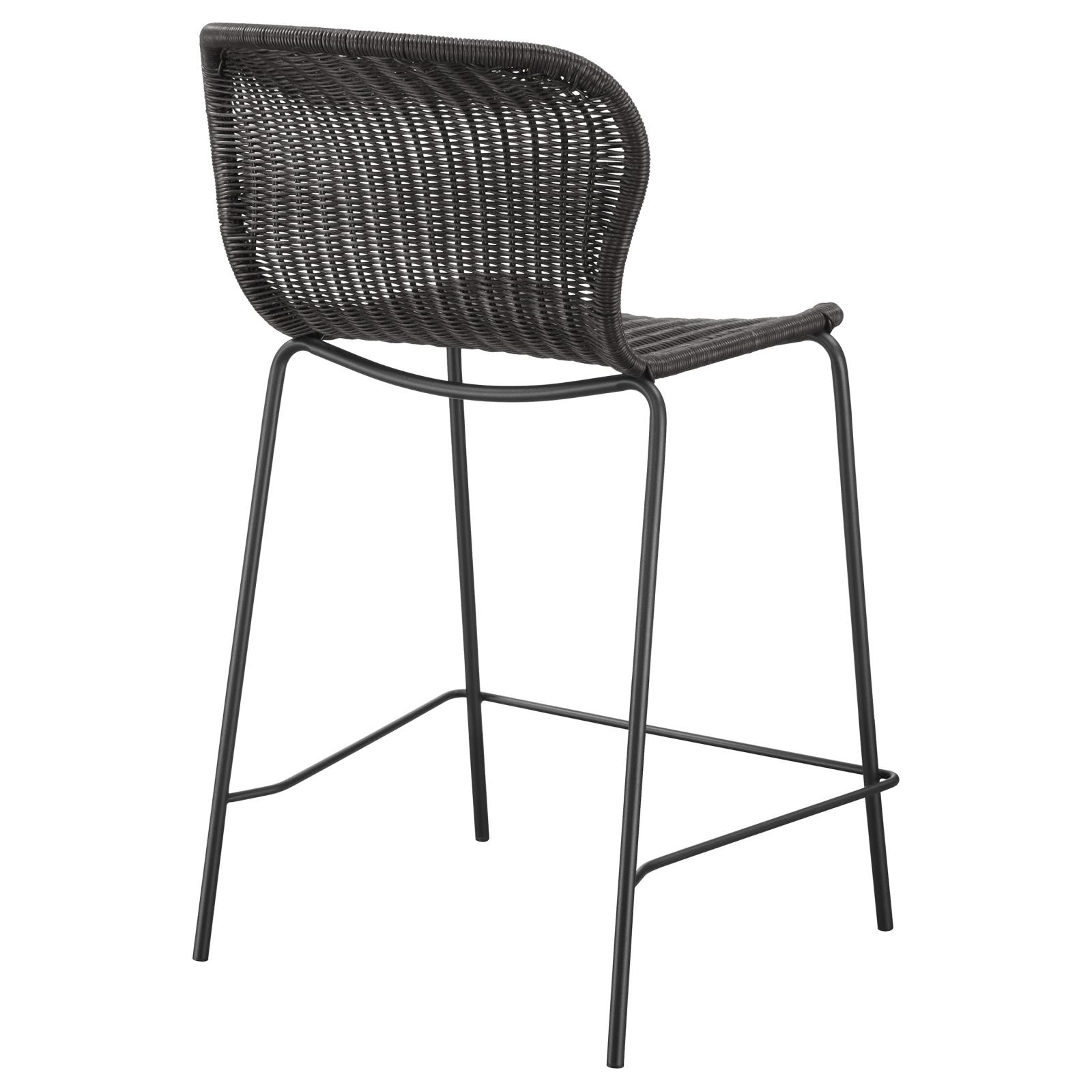 McKinley Faux Rattan Counter Stool with Metal Base