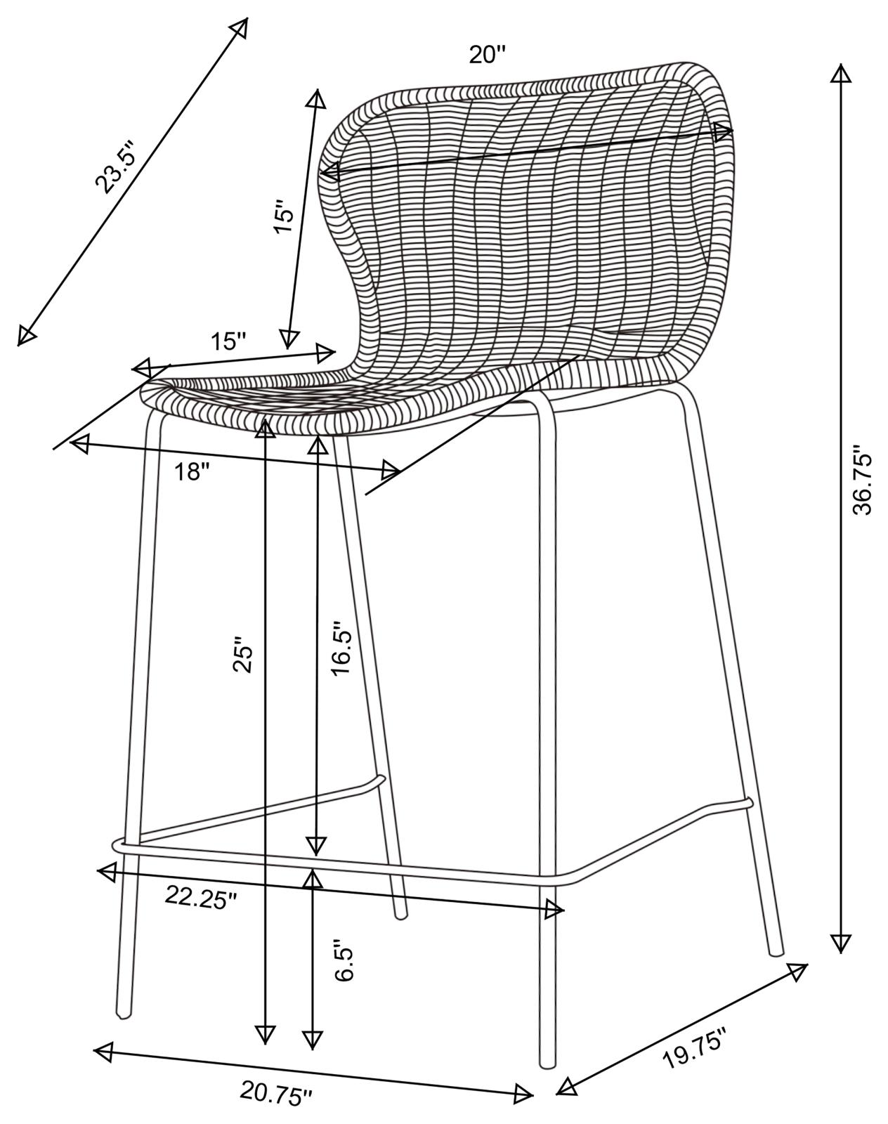 McKinley Faux Rattan Counter Stool with Metal Base