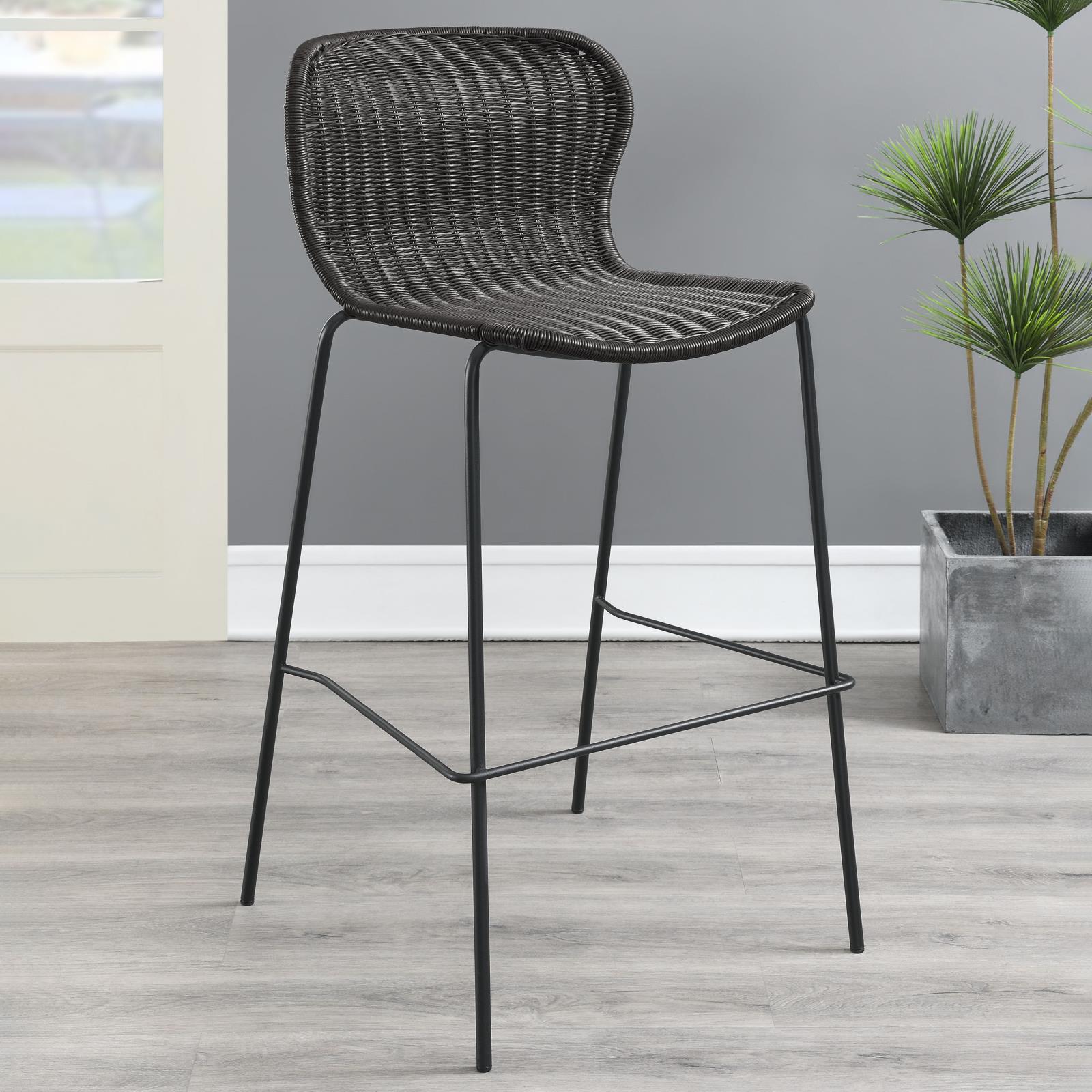 McKinley Faux Rattan Bar Stool with Metal Base