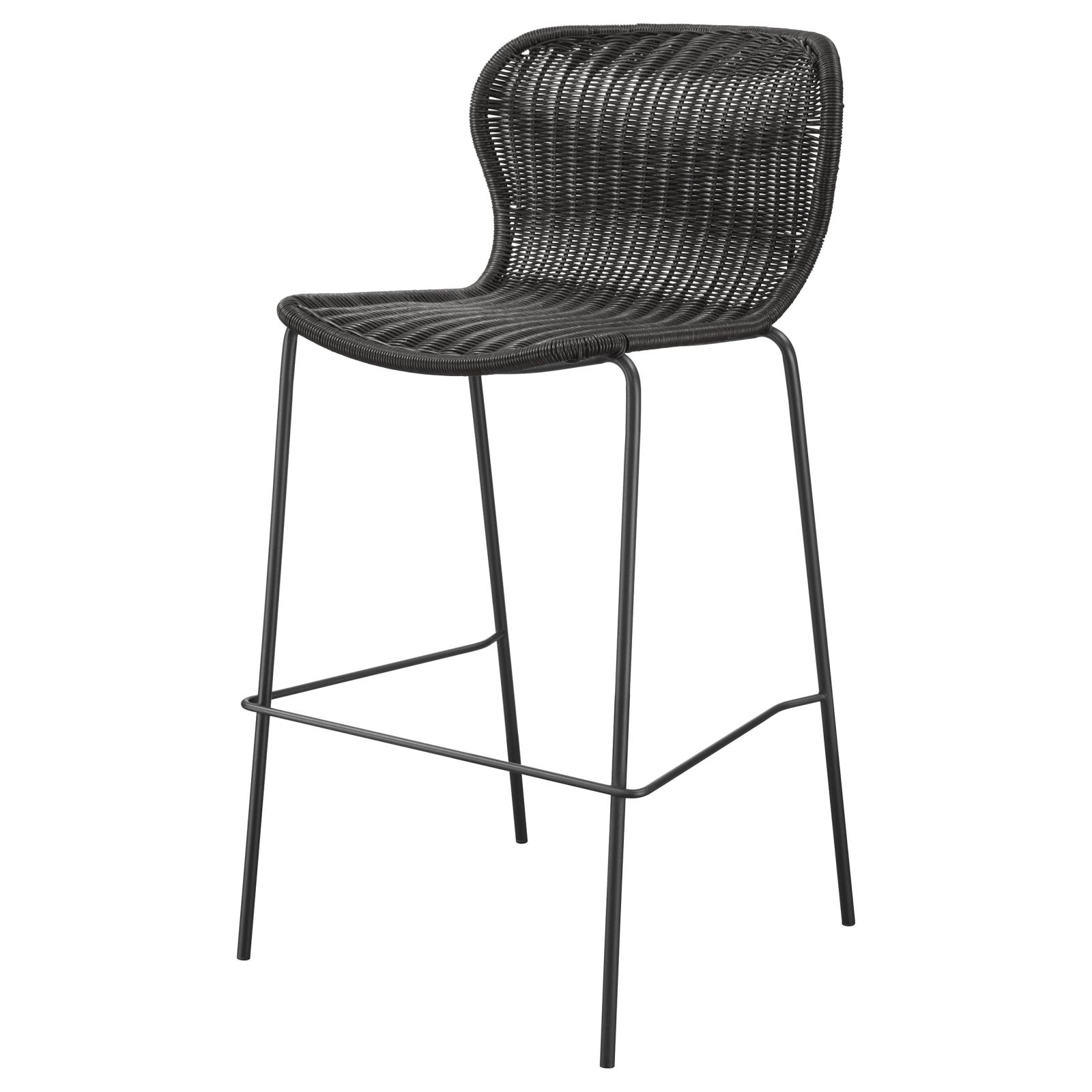 McKinley Faux Rattan Bar Stool with Metal Base