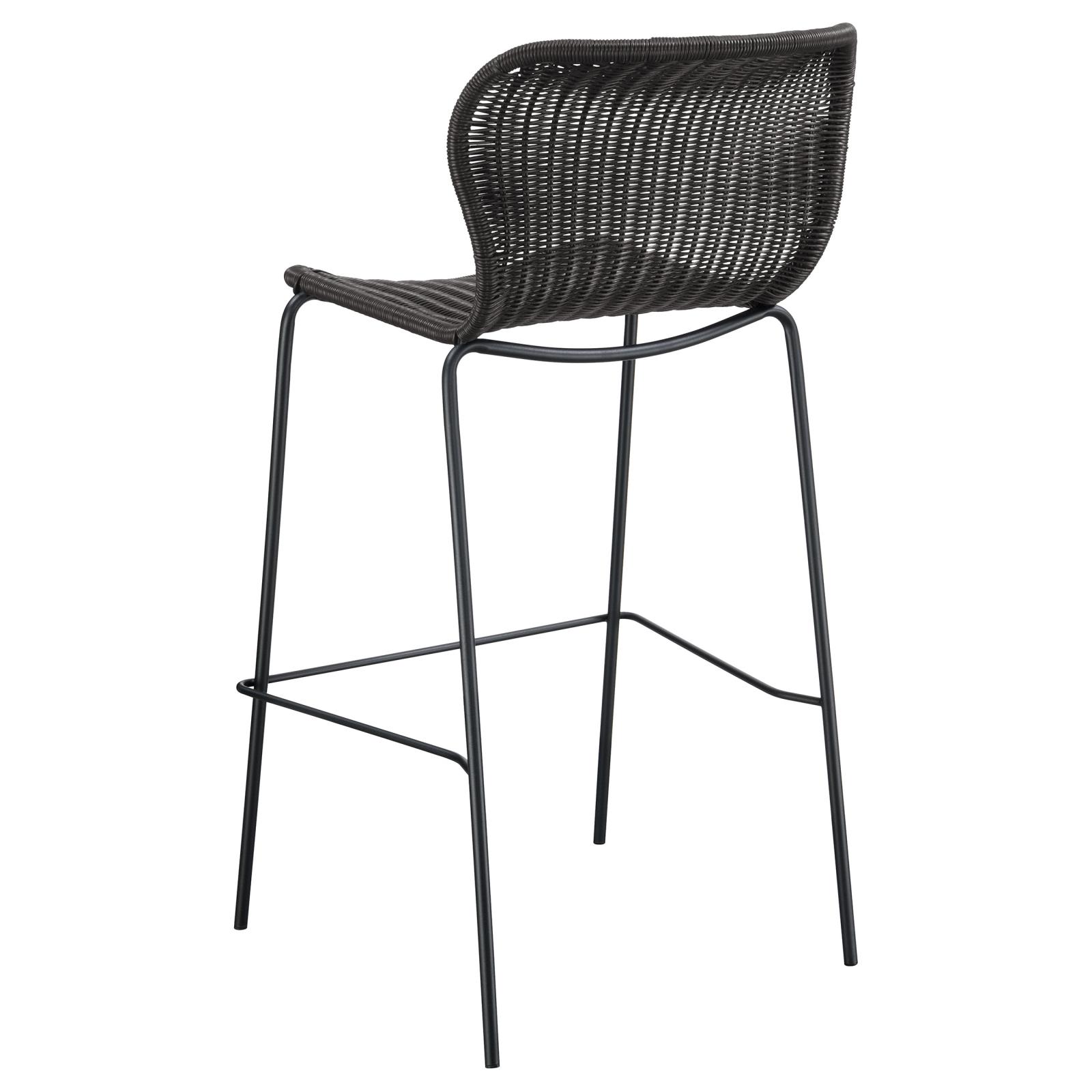 McKinley Faux Rattan Bar Stool with Metal Base
