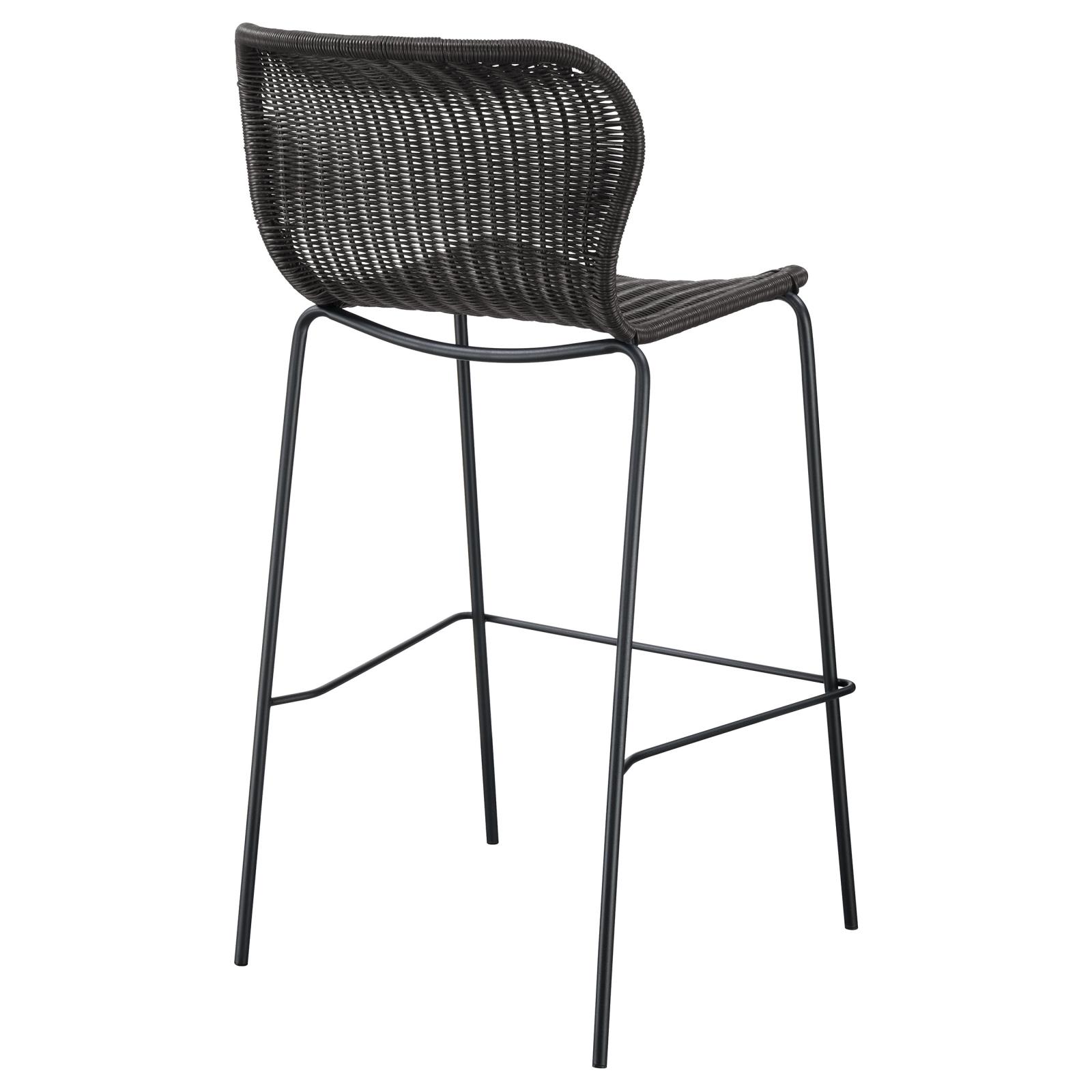 McKinley Faux Rattan Bar Stool with Metal Base