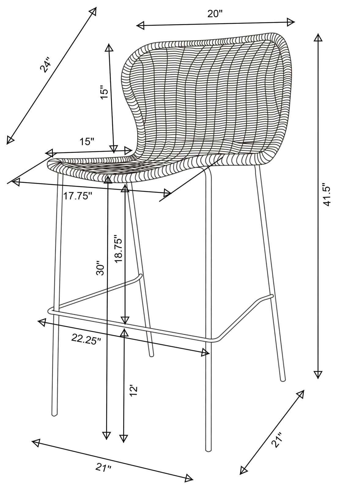 McKinley Faux Rattan Bar Stool with Metal Base