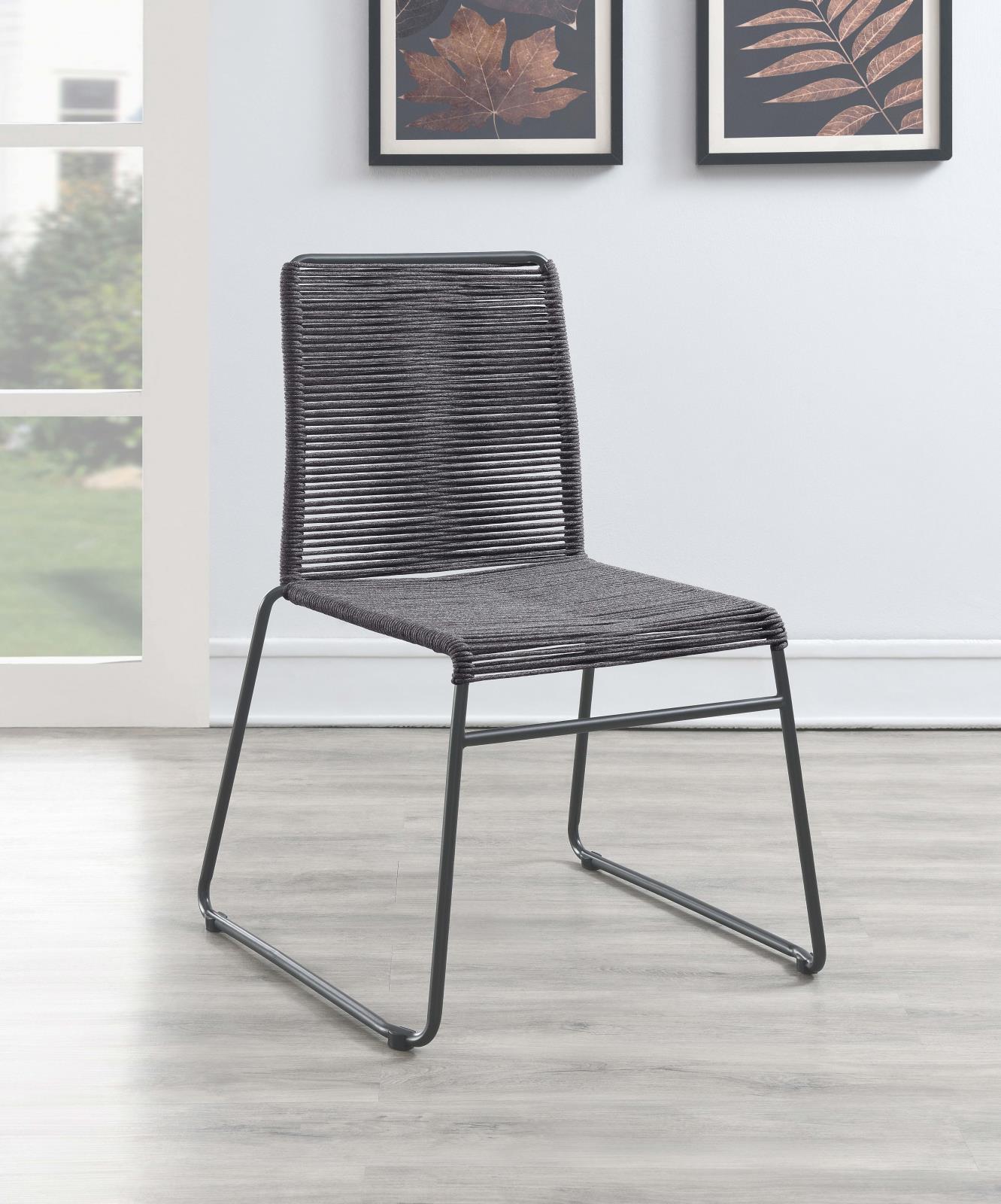 Jerome Woven Rope Stackable Side Chair with Metal Base