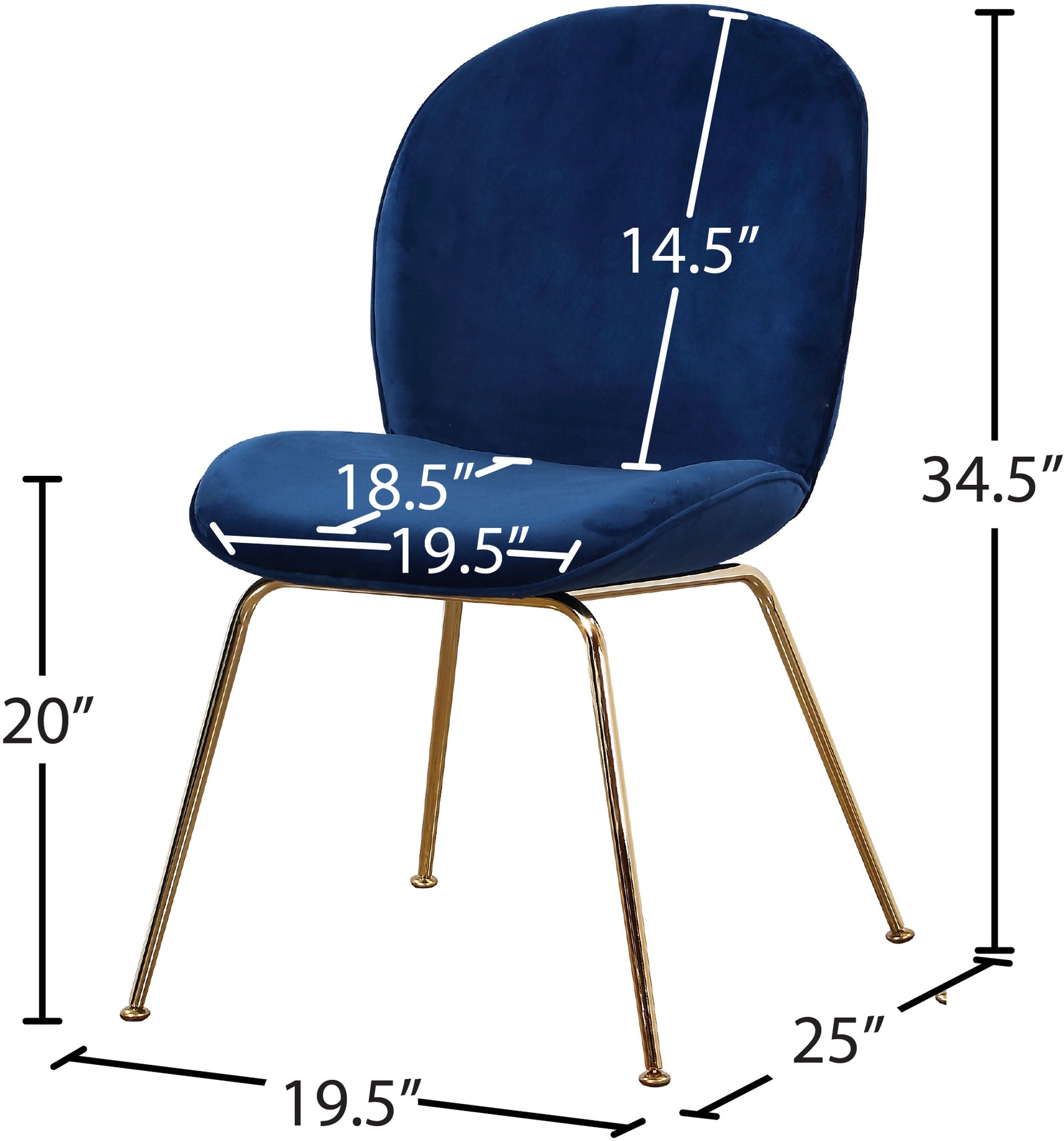 Paris Velvet Dining Chair with Polished Metal Frame