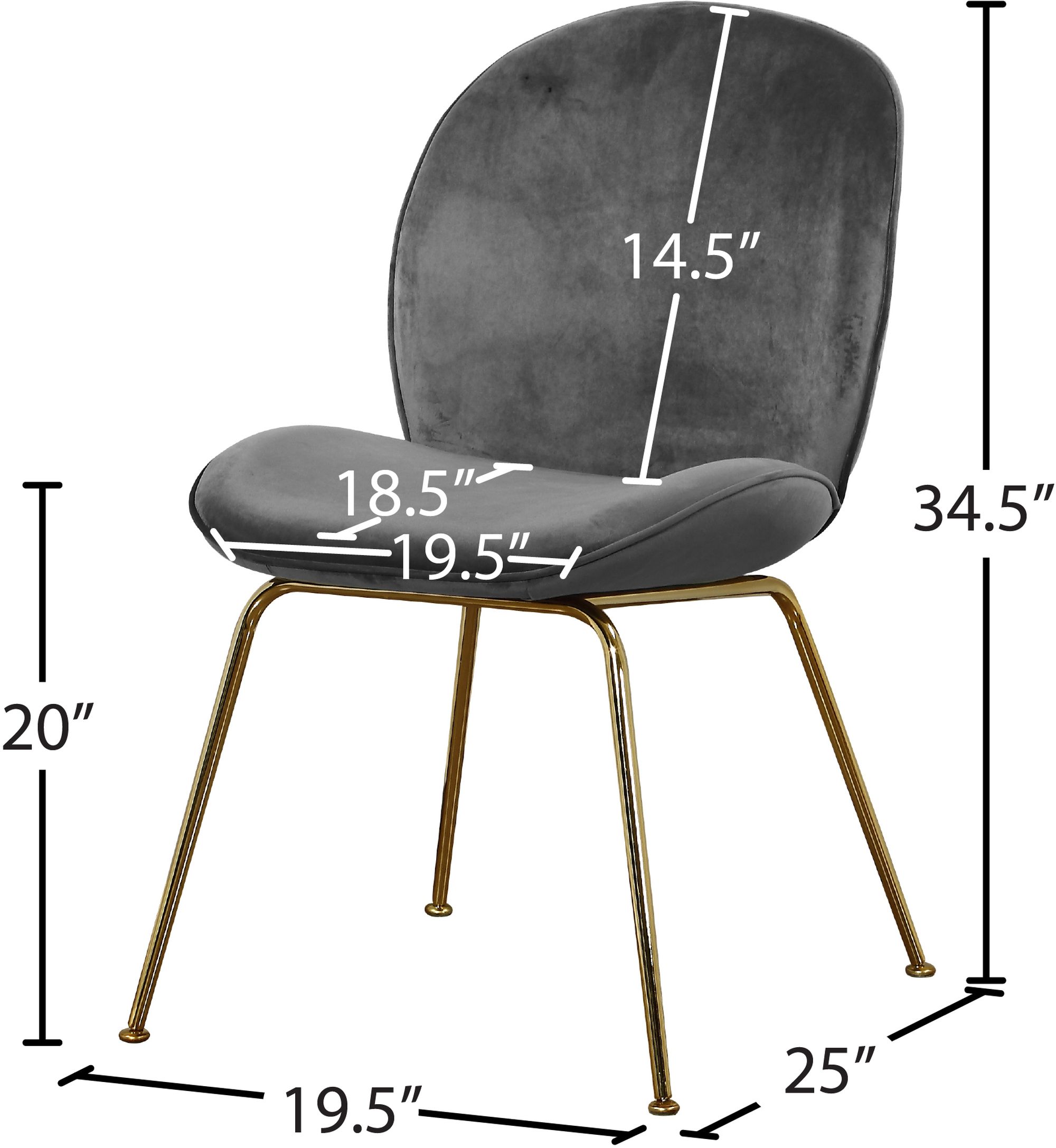 Paris Velvet Dining Chair with Polished Gold Metal Frame