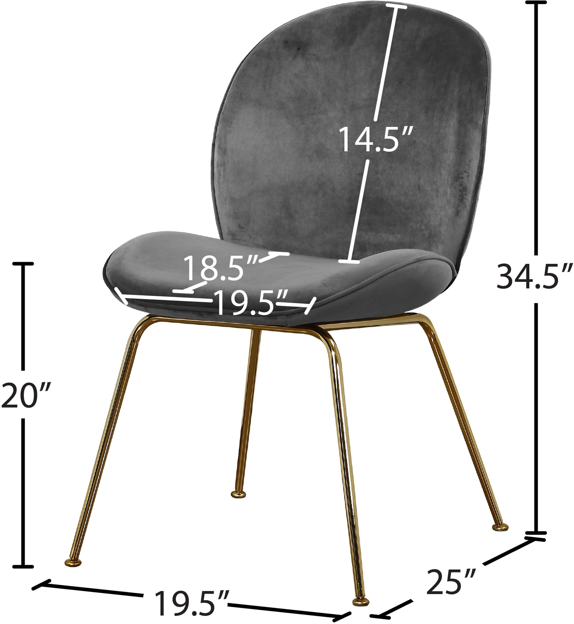 Paris Velvet Dining Chair with Polished Metal Frame