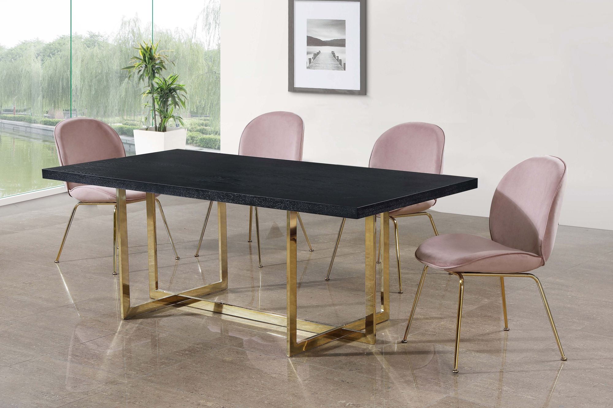 Paris Velvet Dining Chair with Polished Metal Frame