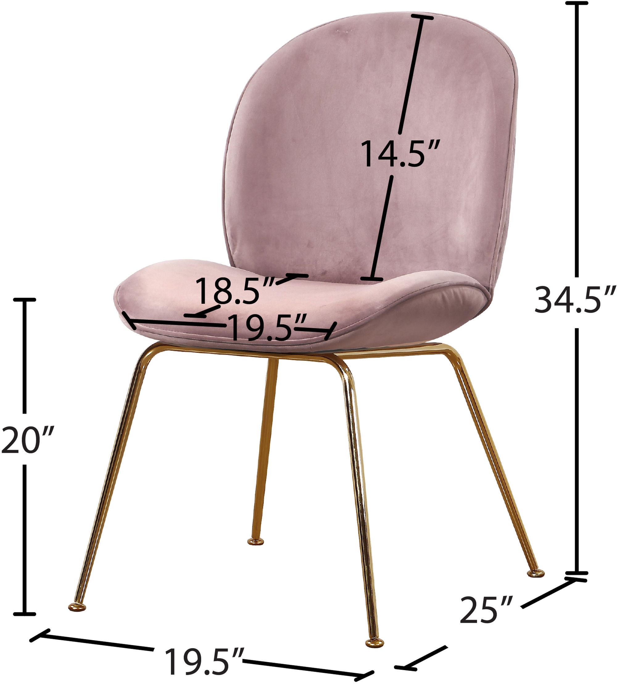 Paris Velvet Dining Chair with Polished Gold Metal Frame