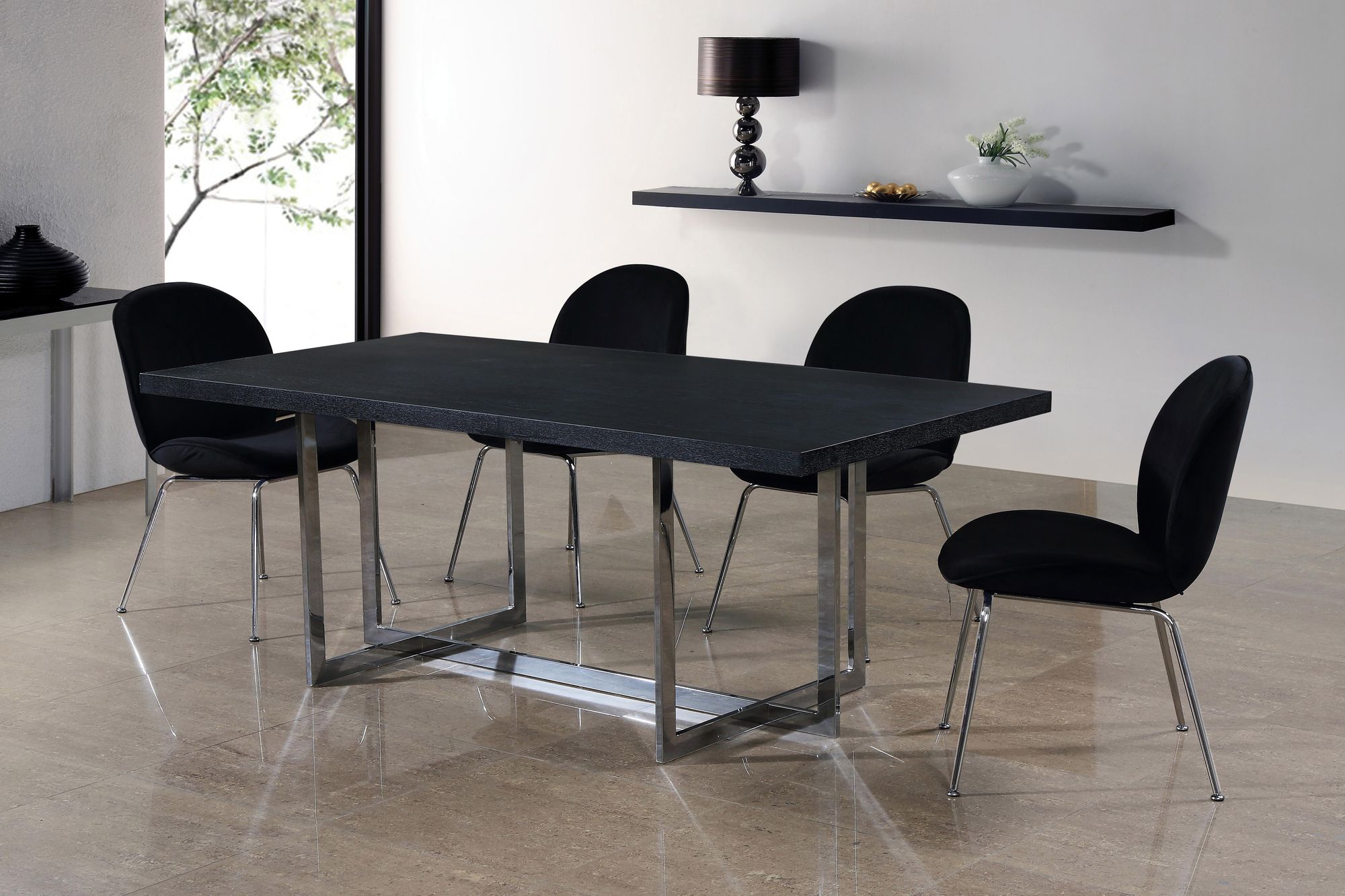 Paris Velvet Dining Chair with Polished Chrome Metal Frame