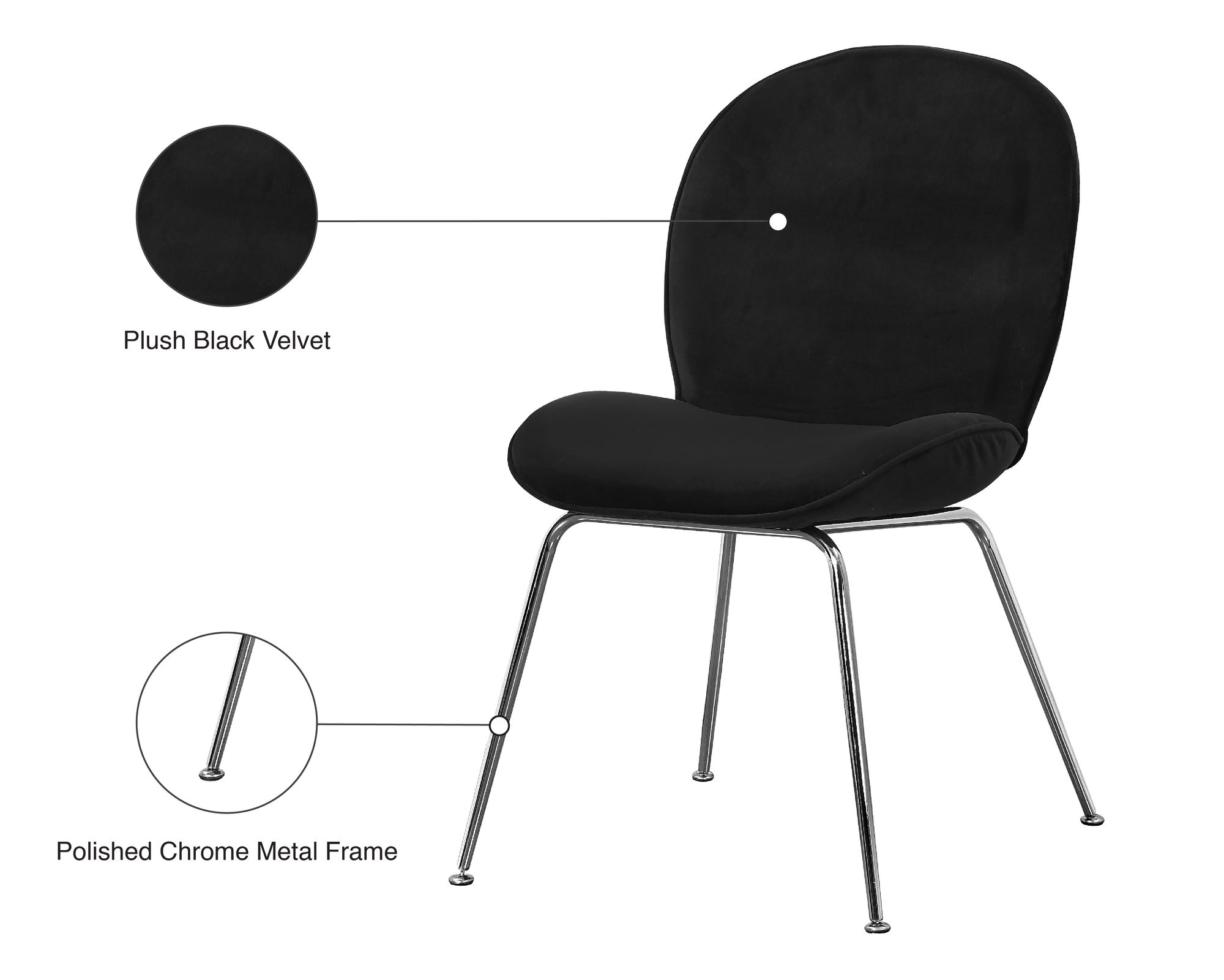 Paris Velvet Dining Chair with Polished Metal Frame
