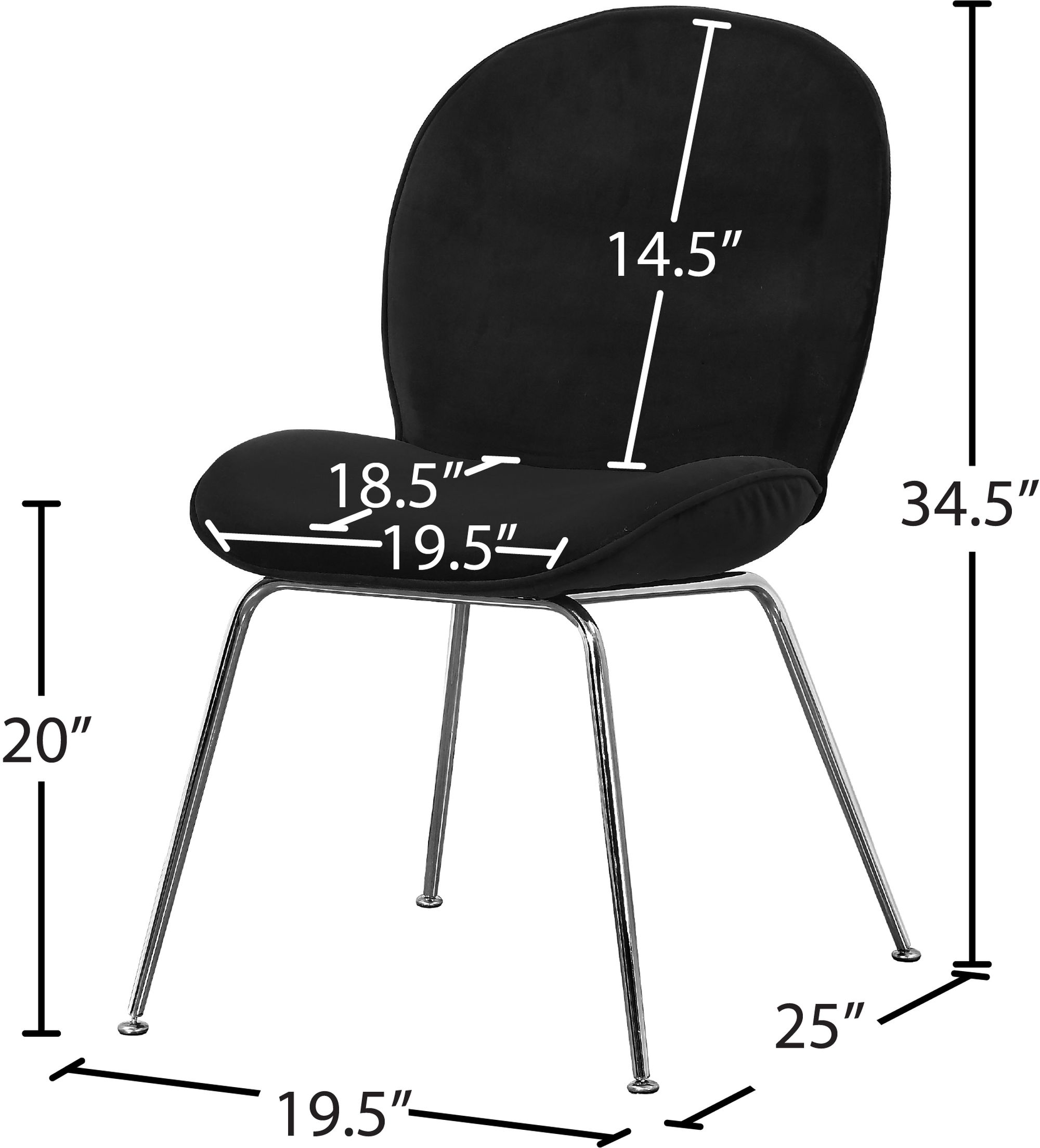 Paris Velvet Dining Chair with Polished Metal Frame