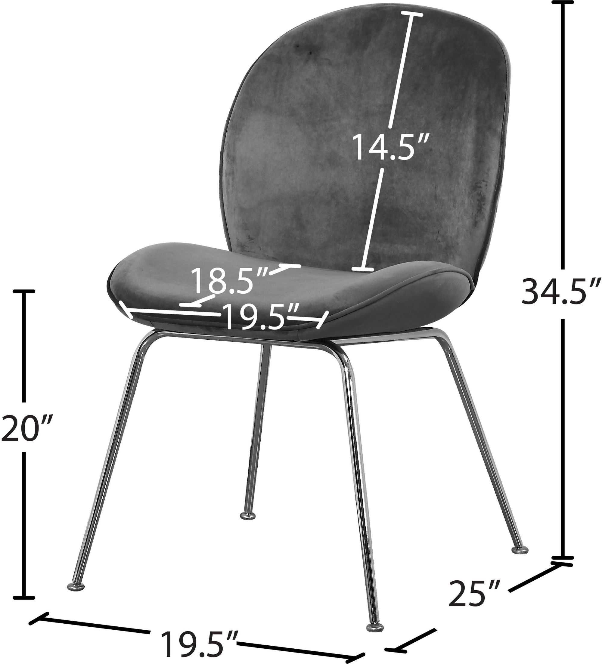 Paris Velvet Dining Chair with Polished Metal Frame