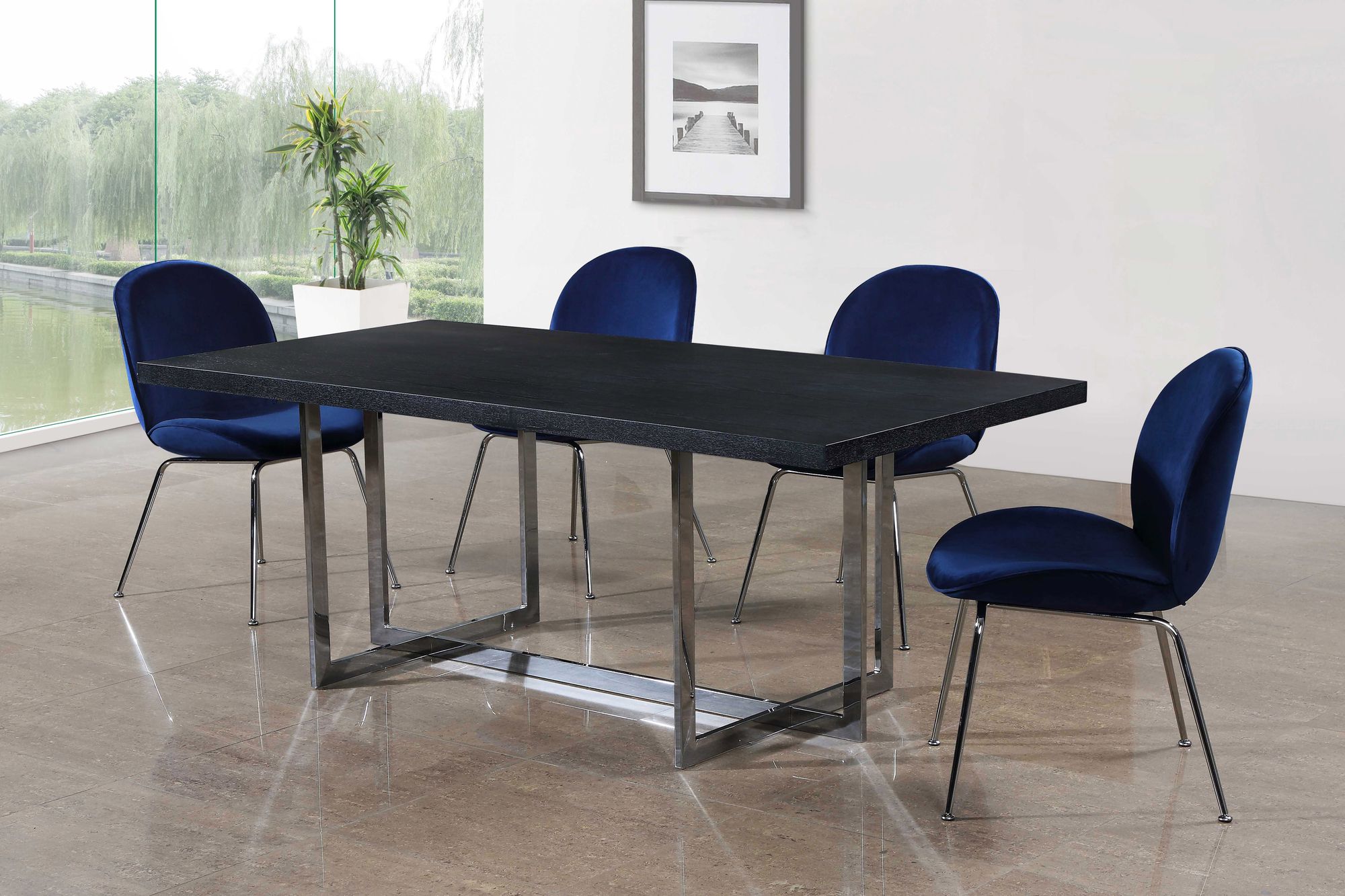 Paris Velvet Dining Chair with Polished Chrome Metal Frame
