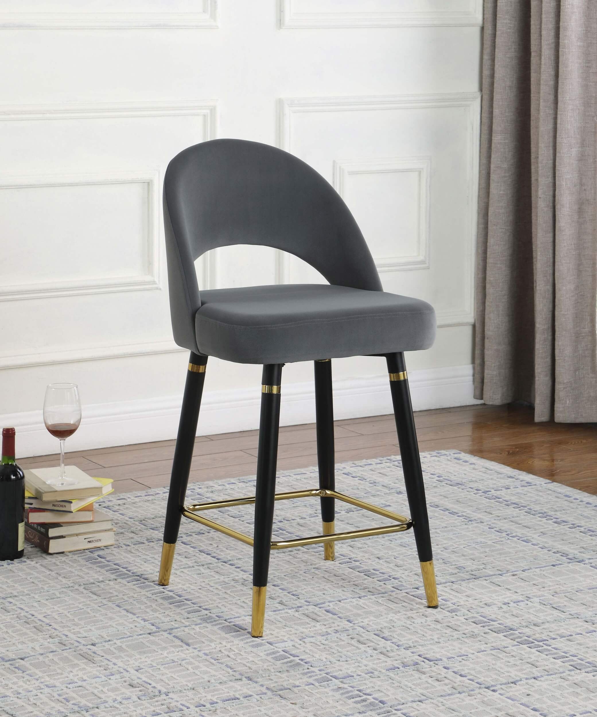 Lindsey Arched Back Velvet Counter Stool