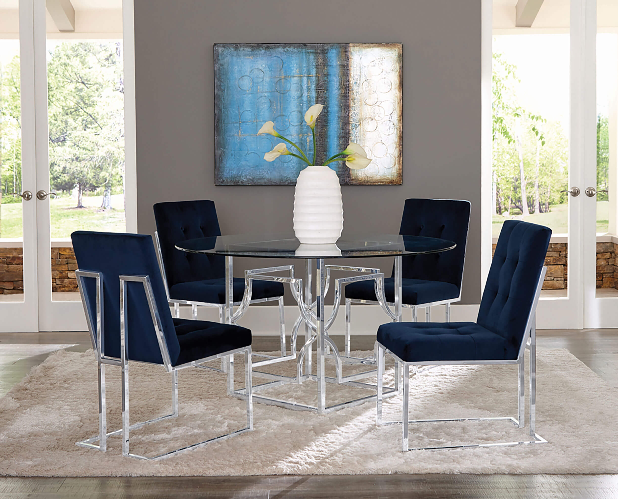 Starlight Round Glass Top Dining Table