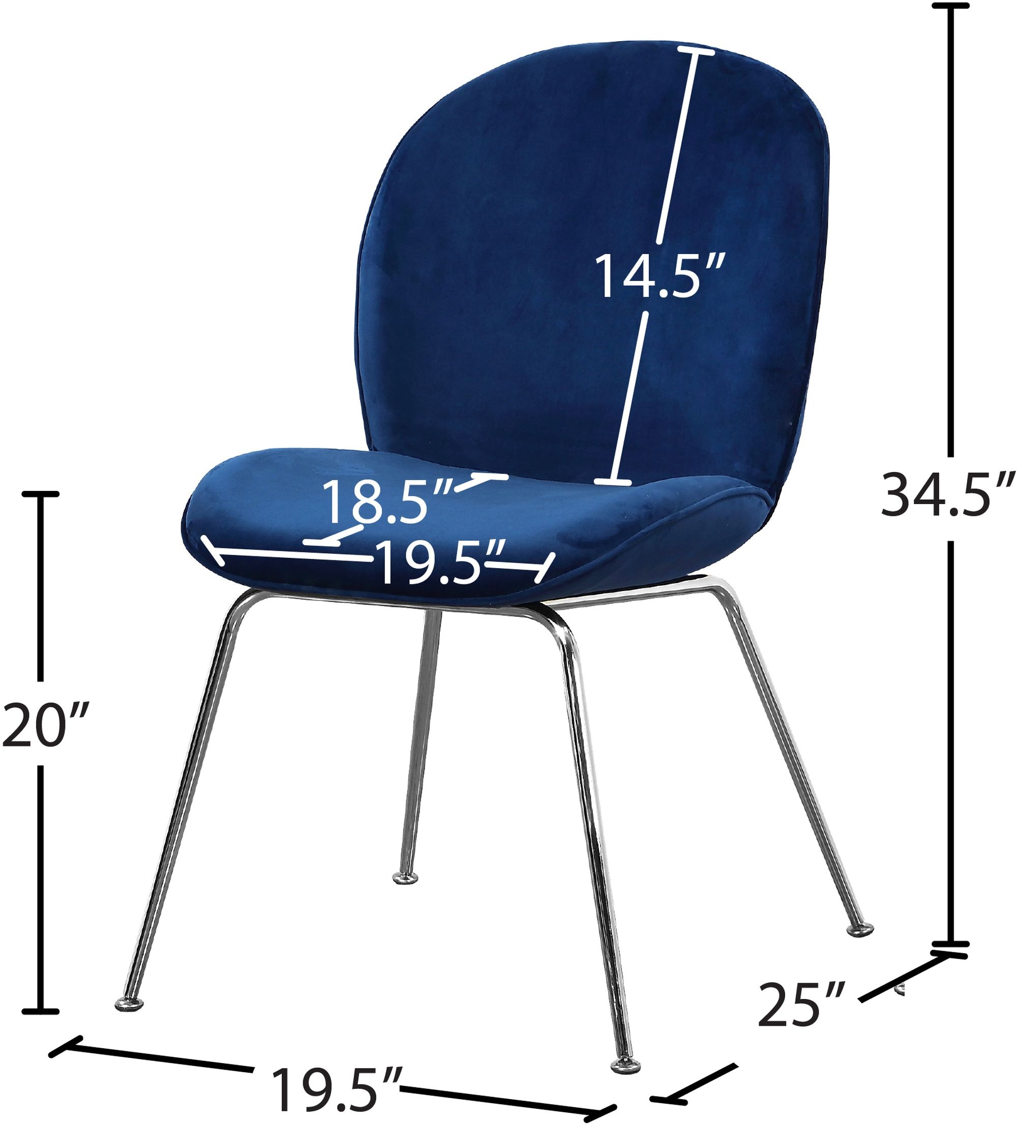 Paris Velvet Dining Chair with Polished Metal Frame