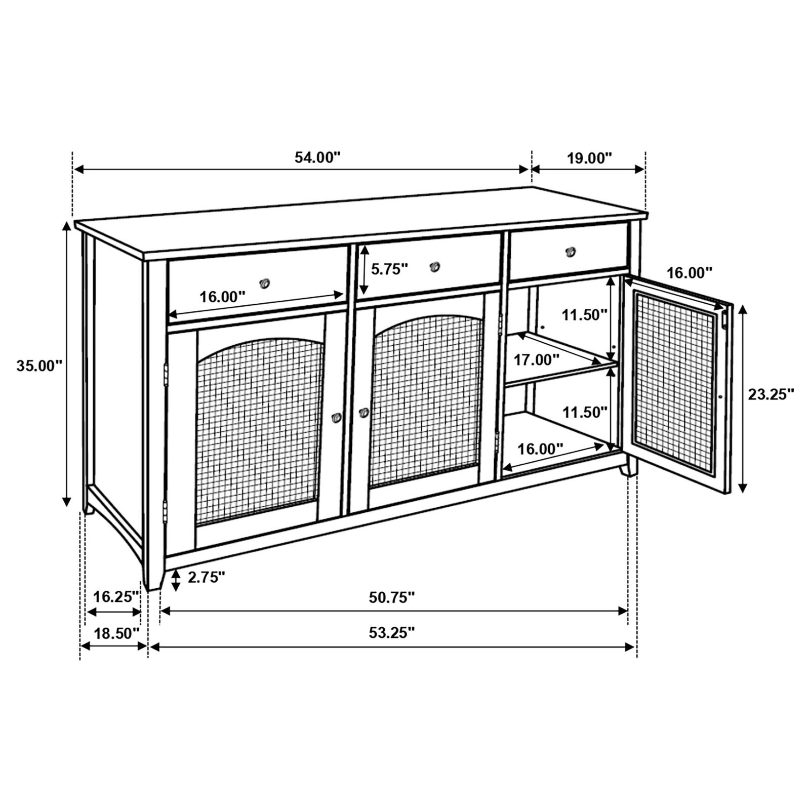 Kirby 3-drawer Wood Veneer Server with Adjustable Shelves