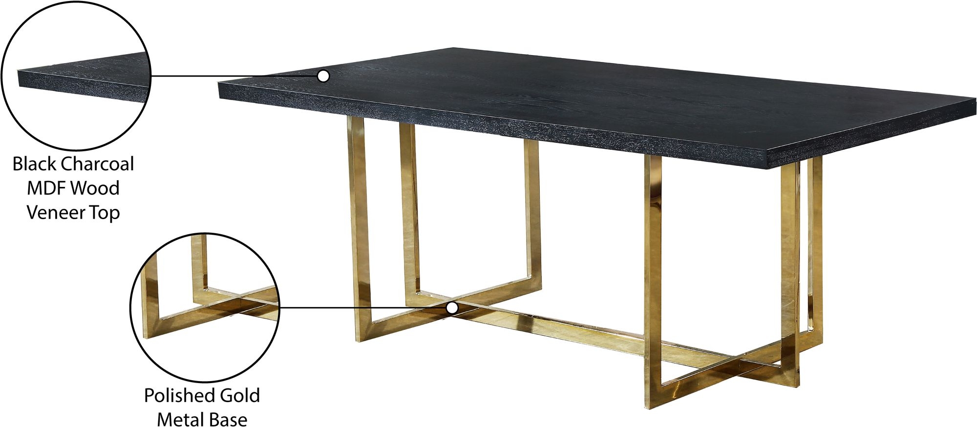 Elle 78" Rectangular Wood Veneer Dining Table with Metal Base