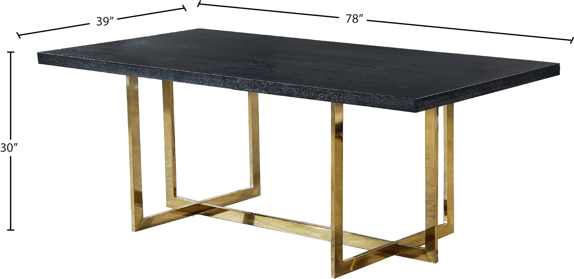 Elle 78" Rectangular Wood Veneer Dining Table with Metal Base