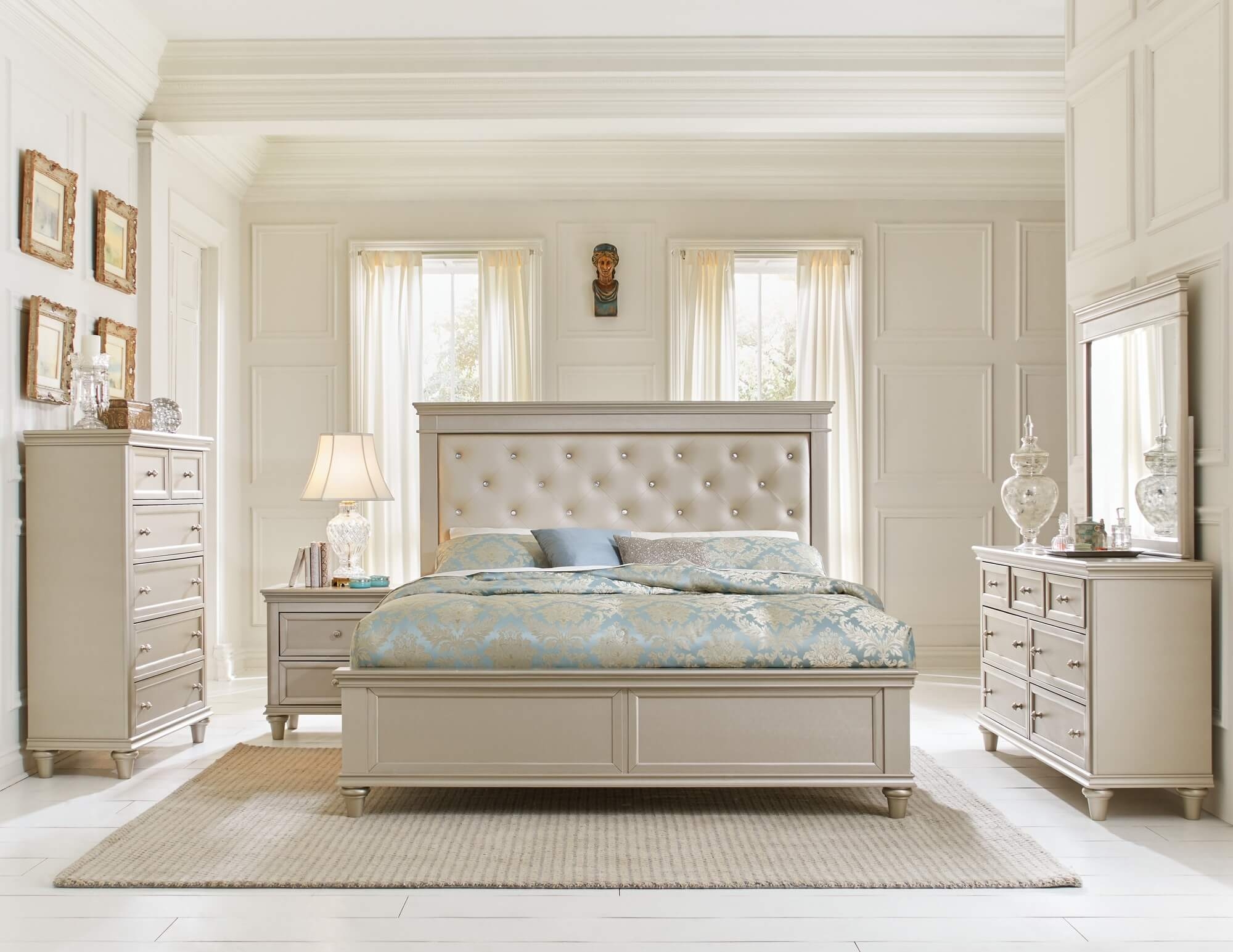 Celandine Leatherette/Wood Tufted Platform Youth Bedroom Set