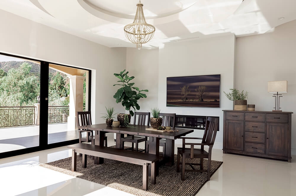 Calandra Wood Rectangle Dining Table with Extension Leaf