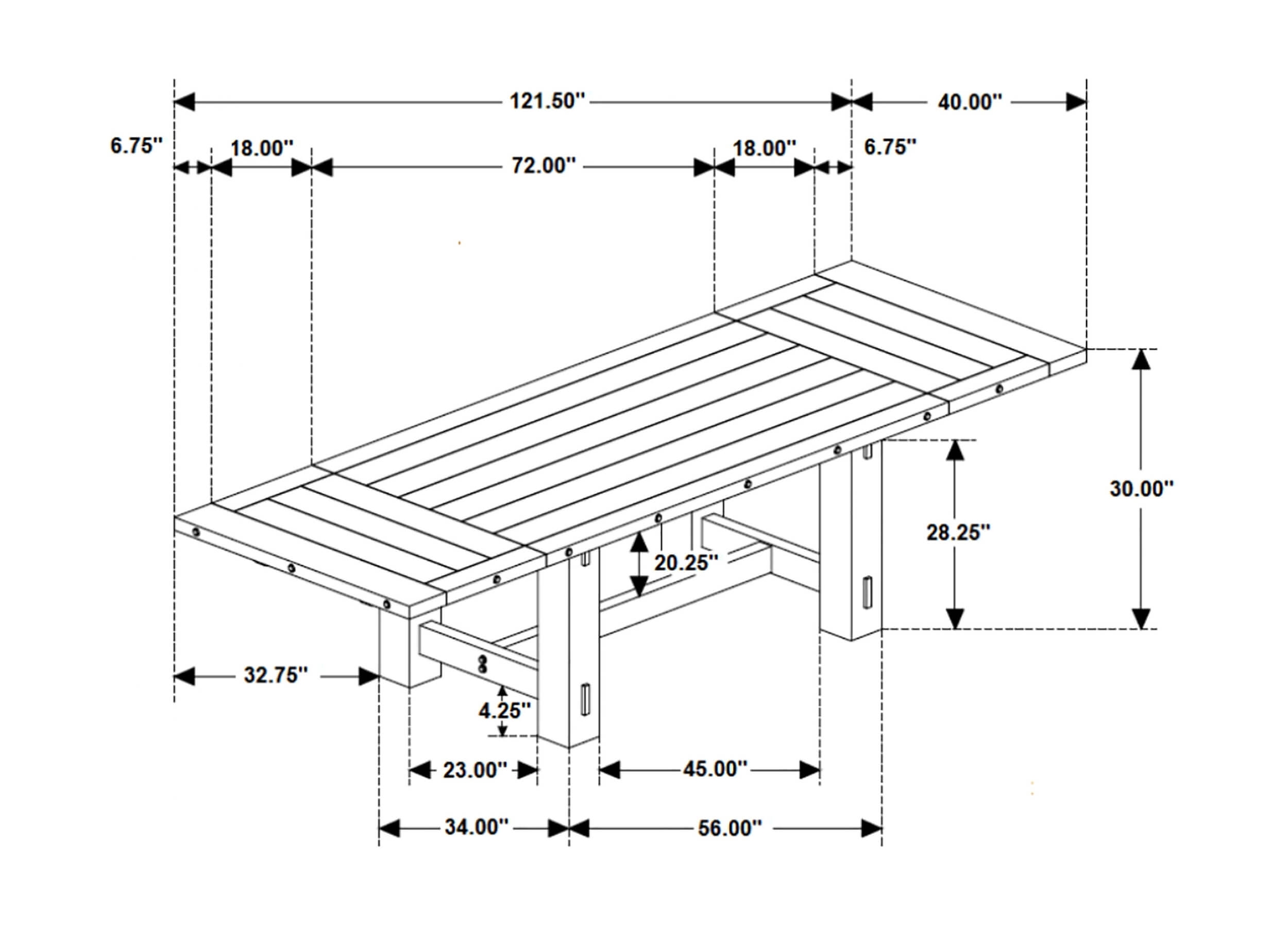Calandra Wood Rectangle Dining Table with Extension Leaf