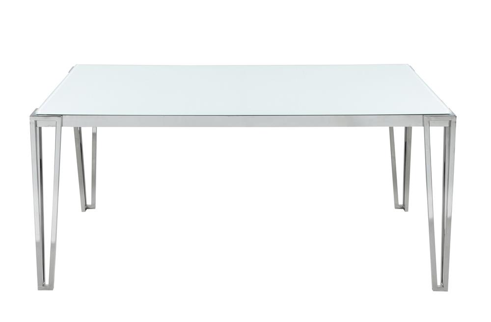 Pauline Glass Rectangular Dining Table with Chrome Legs