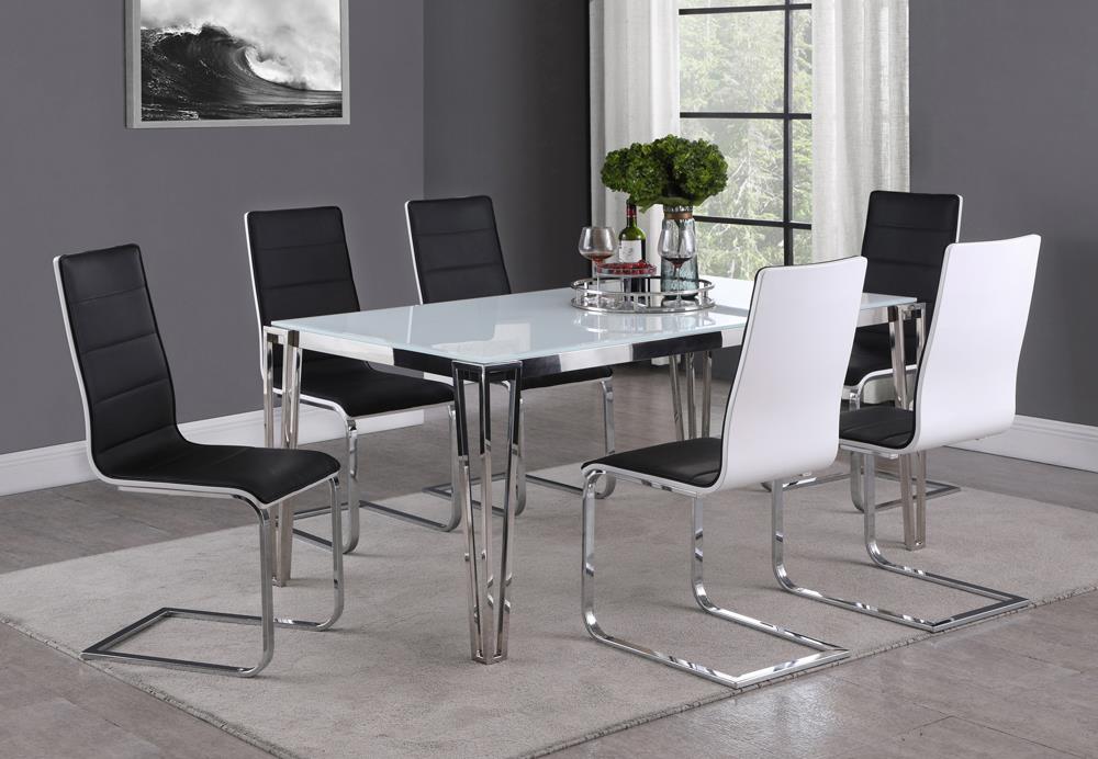 Pauline Glass Rectangular Dining Table with Chrome Legs