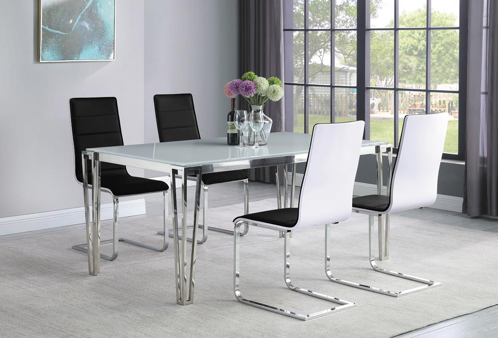 Pauline Glass Rectangular Dining Table with Chrome Legs