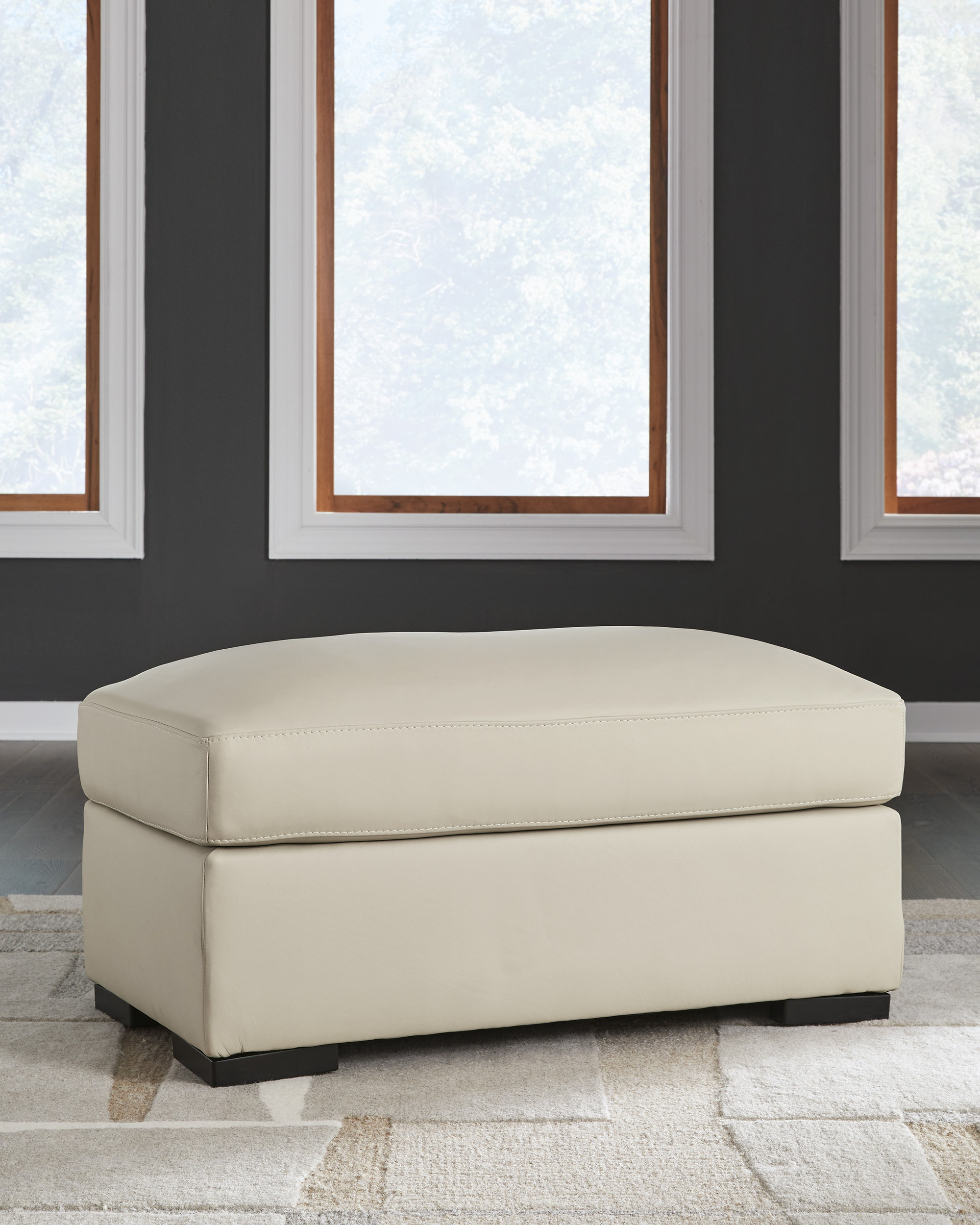 Treasure Trove 34" Rectangular Leather Ottoman - Almond Brown with Nailhead Trim