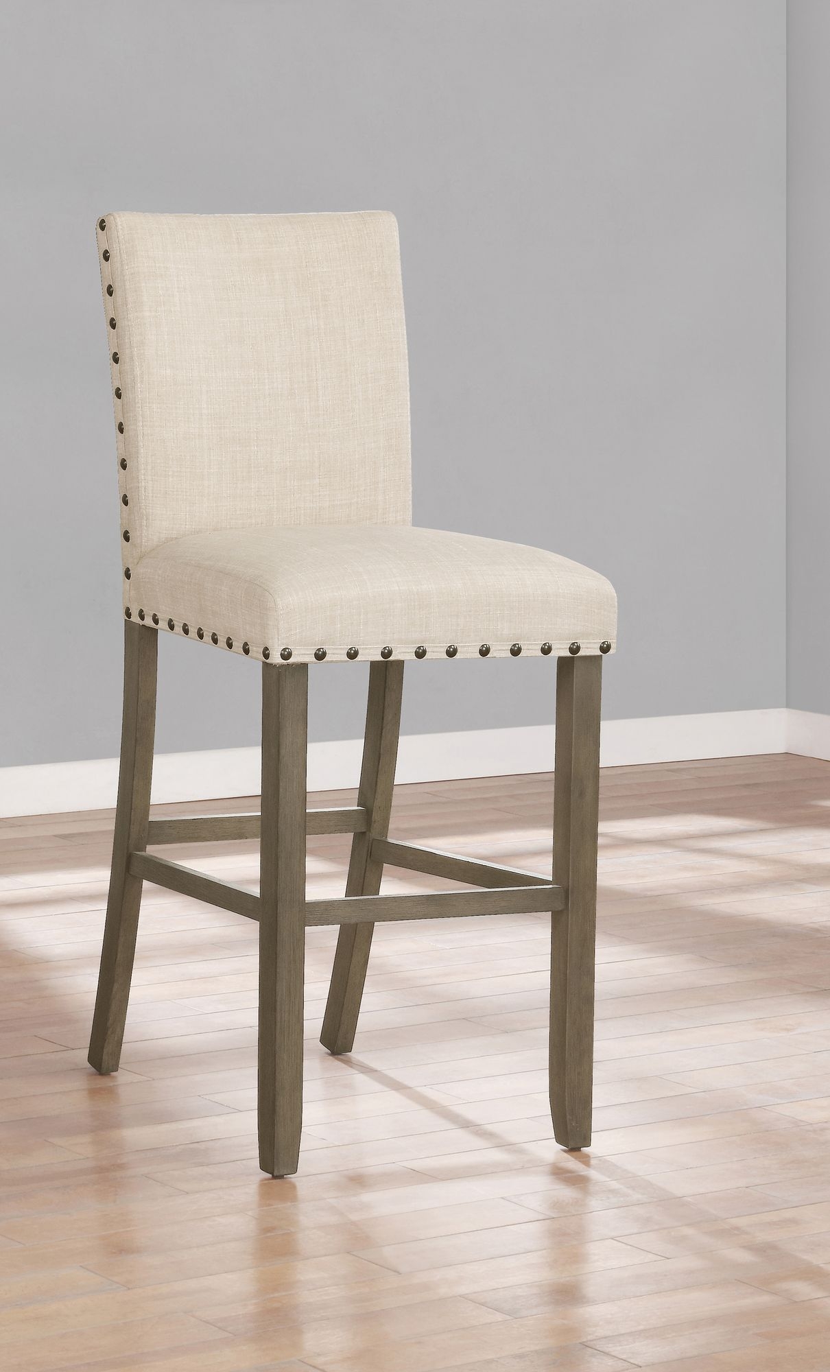 Ralland Fabric Bar Stool with Nailhead Trim