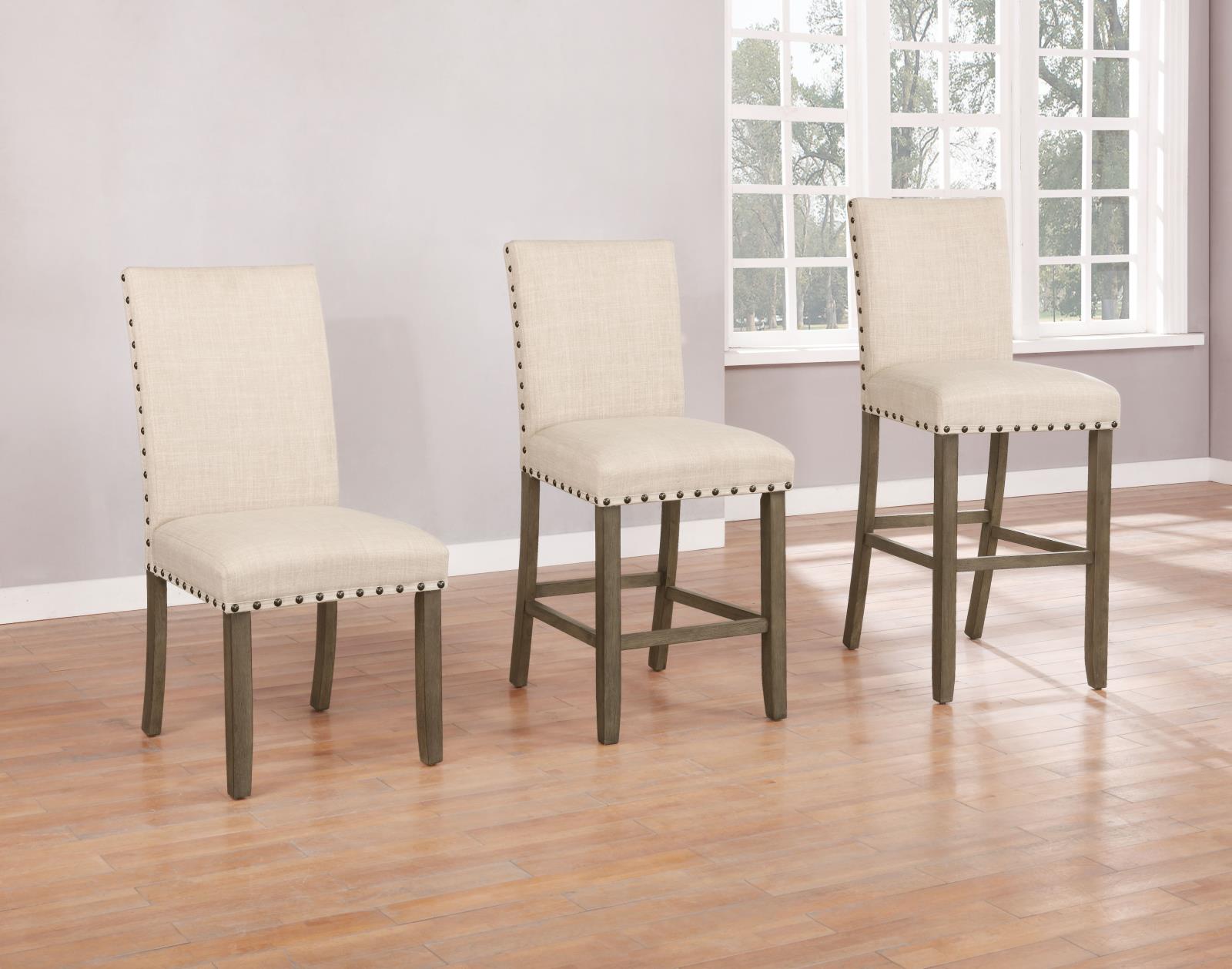 Ralland Fabric Bar Stool with Nailhead Trim