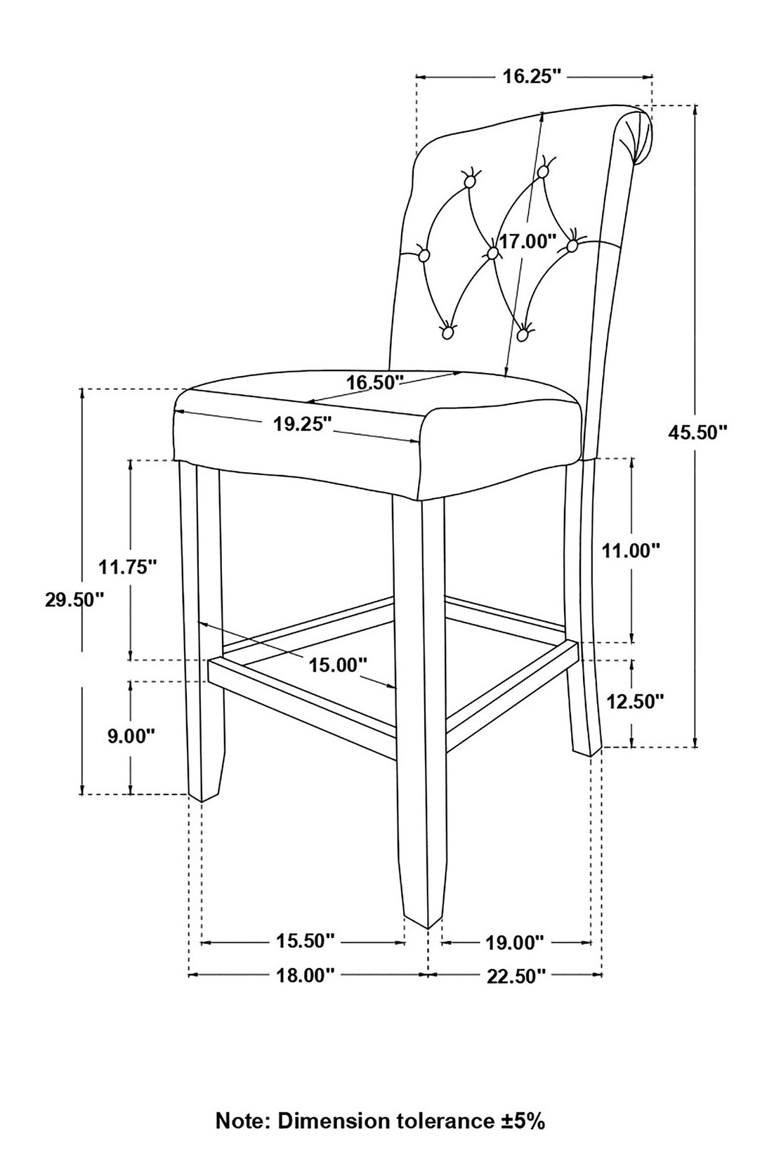 Balboa Fabric Tufted Back Bar Stool