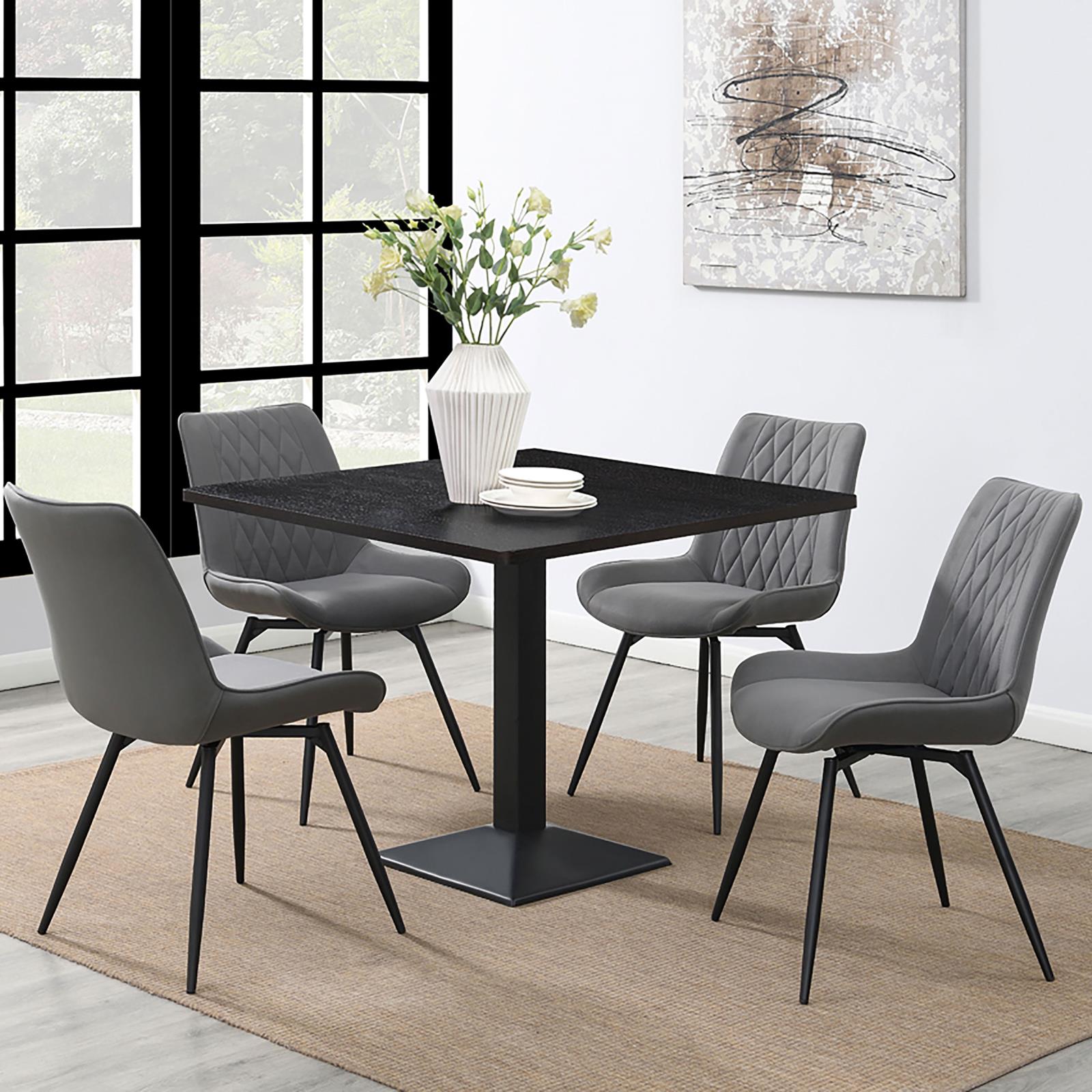 Diggs Leatherette Tufted Swivel Dining Chair