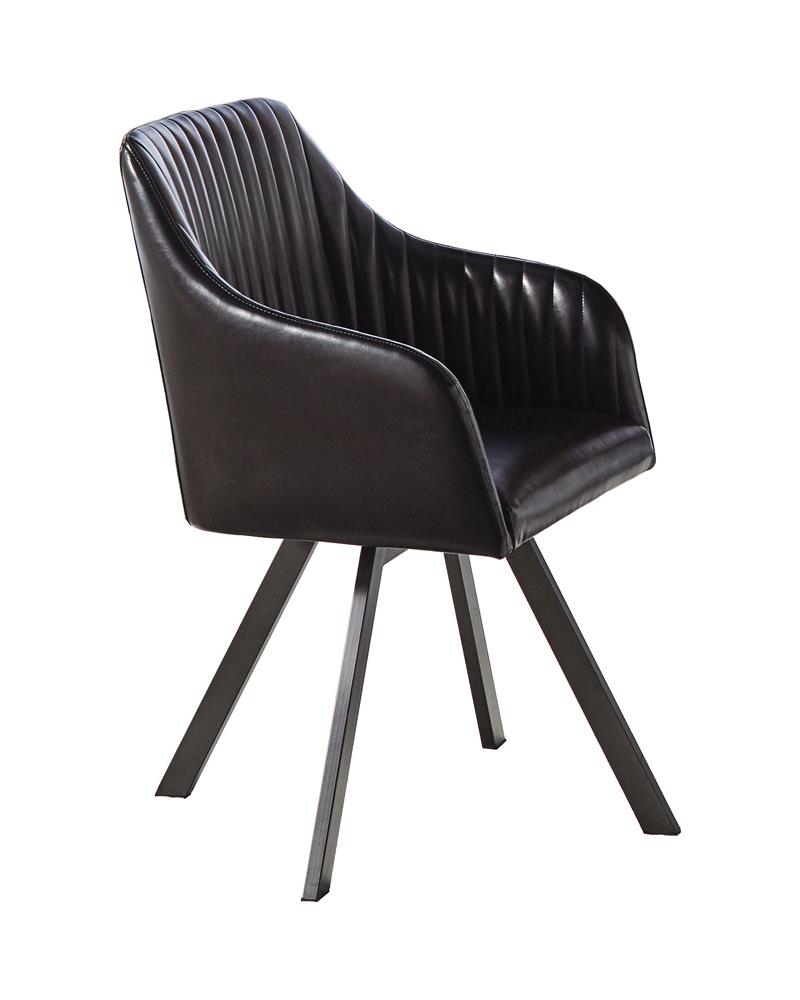Arika Fabric/Leatherette Channeled Back Swivel Dining Chair
