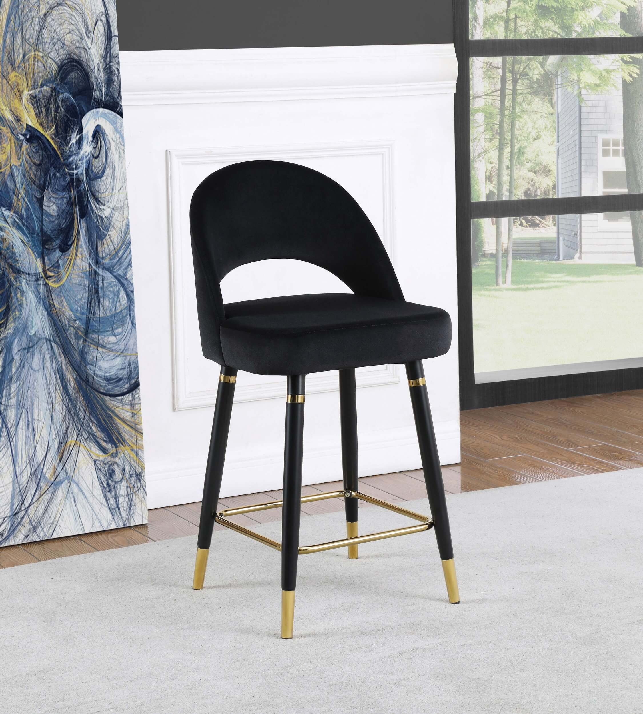 Lindsey Arched Back Velvet Counter Height Stool