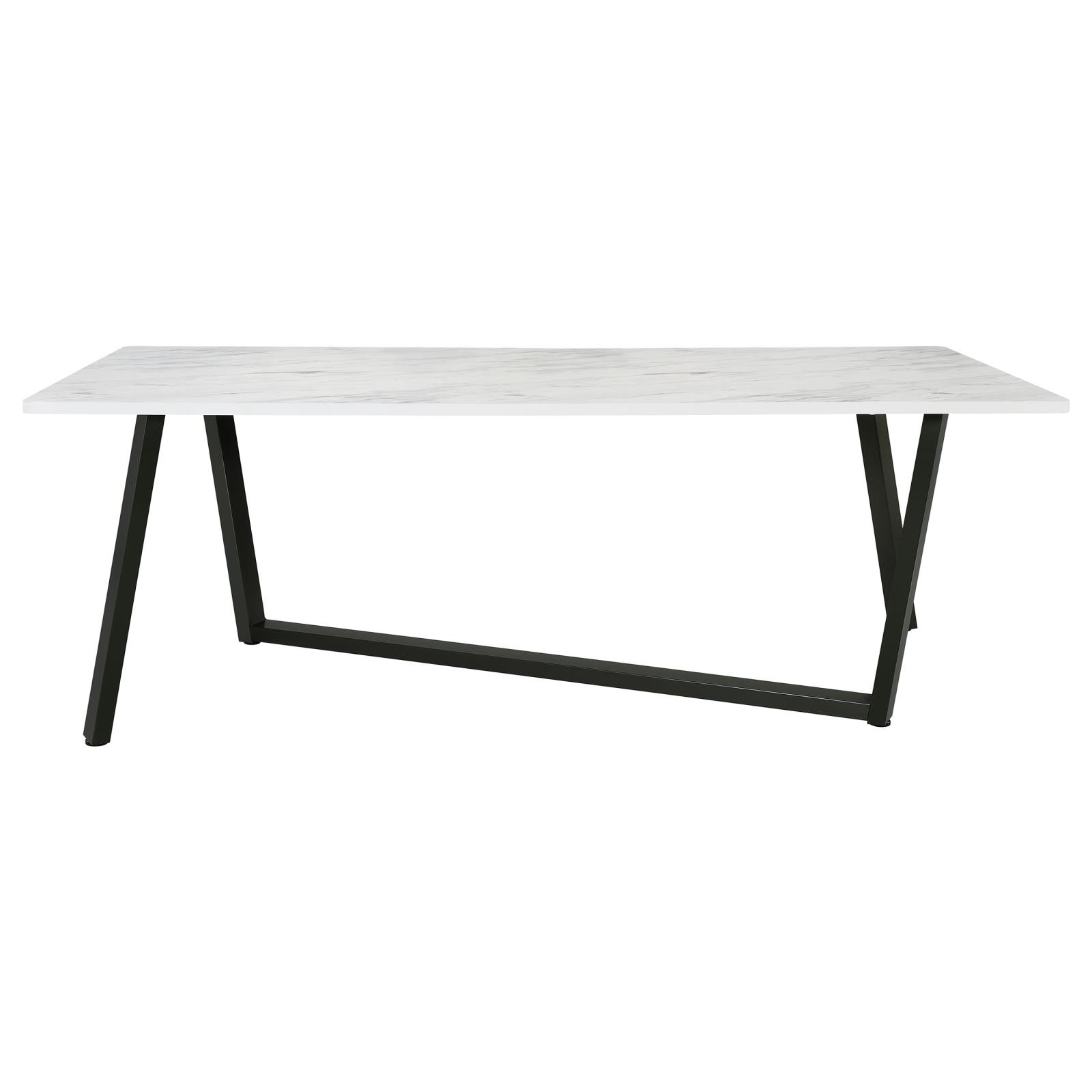 Mayer  Faux White Marble Top Rectangular Dining Table