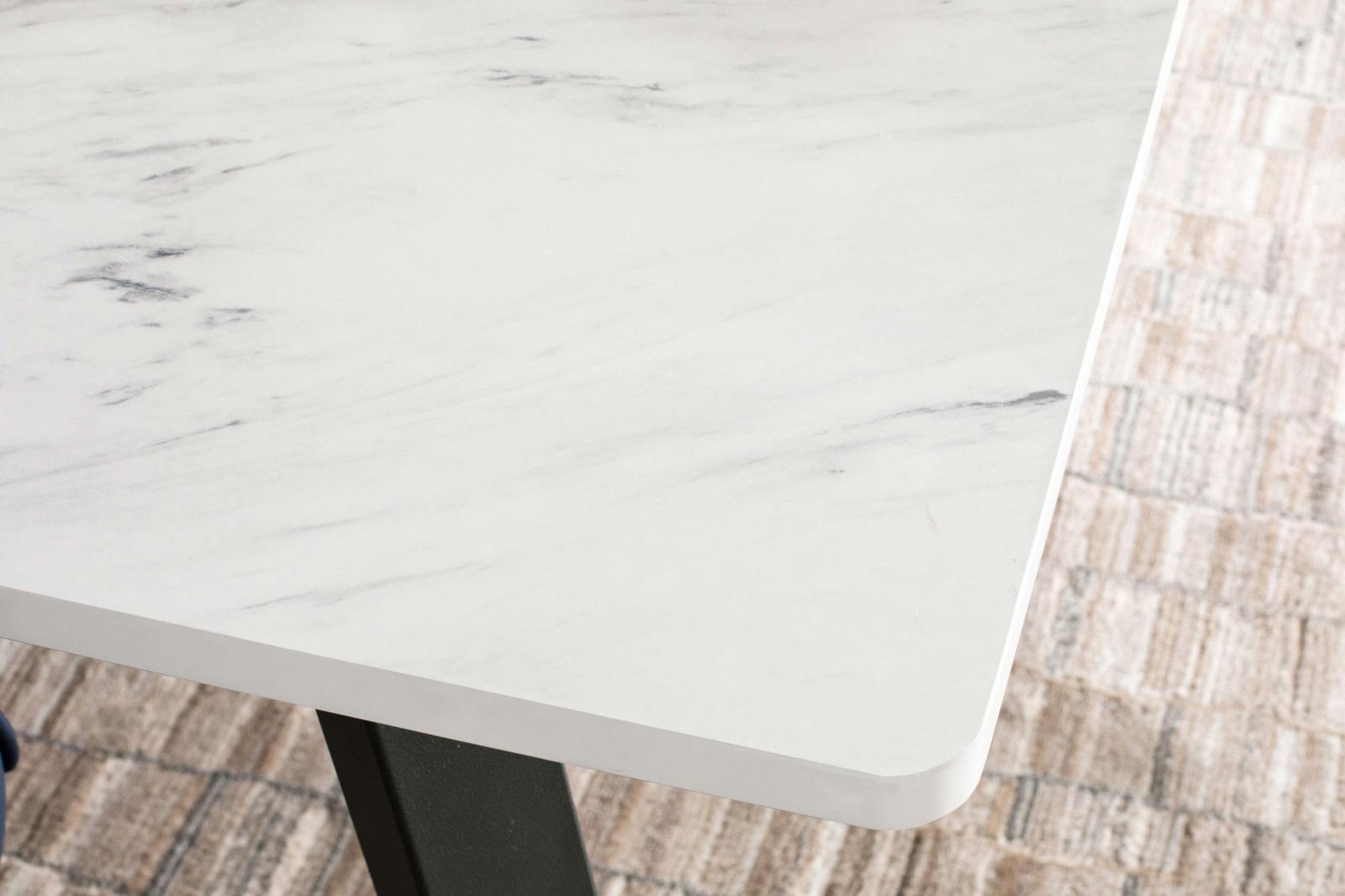 Mayer  Faux White Marble Top Rectangular Dining Table