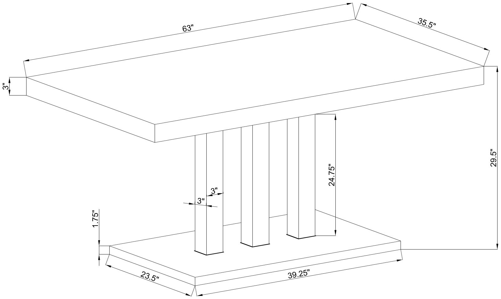 Brooklyn Wood Veneer Rectangular Dining Table