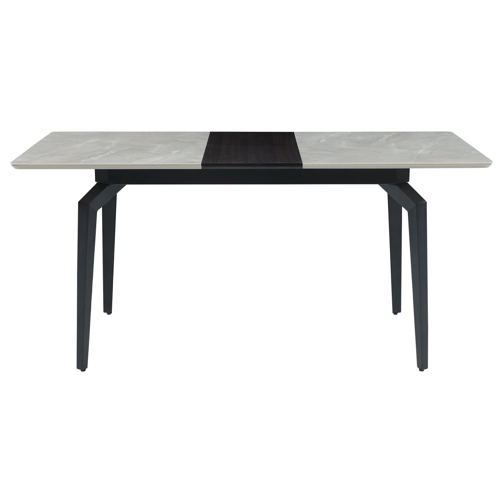 Mina Rectangular Ceramic Dining Table with Walnut Veneer Extension Leaf 