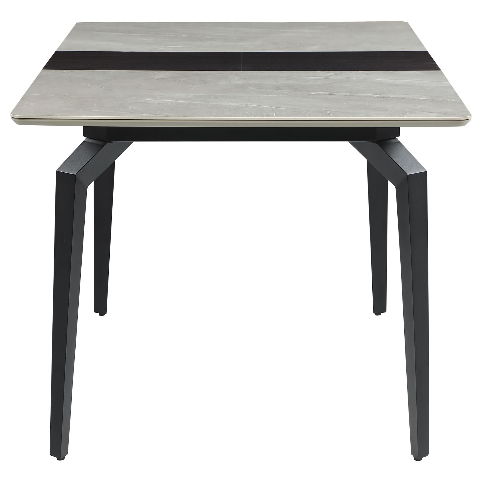 Mina Rectangular Ceramic Dining Table with Walnut Veneer Extension Leaf 