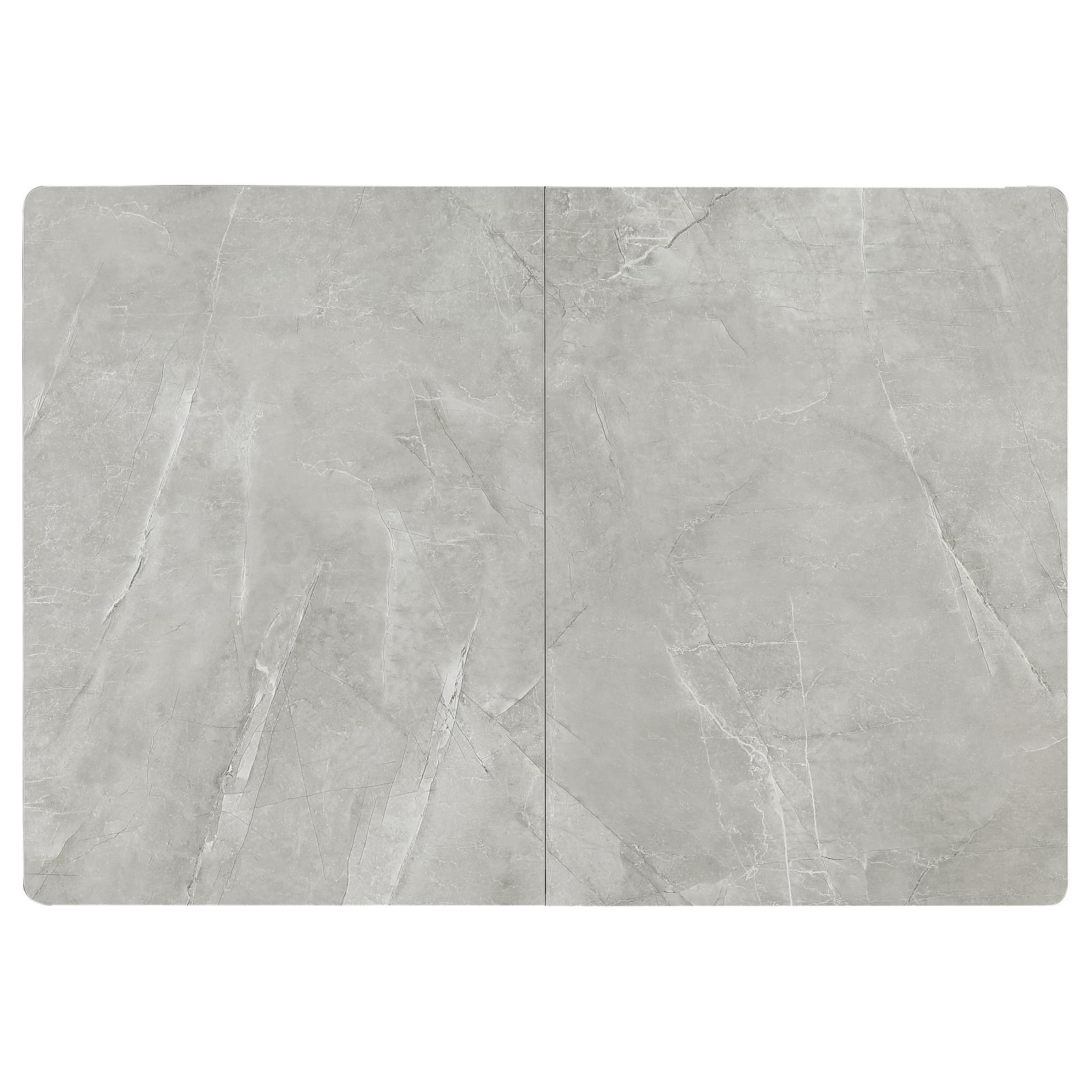 Mina Rectangular Ceramic Dining Table with Walnut Veneer Extension Leaf 