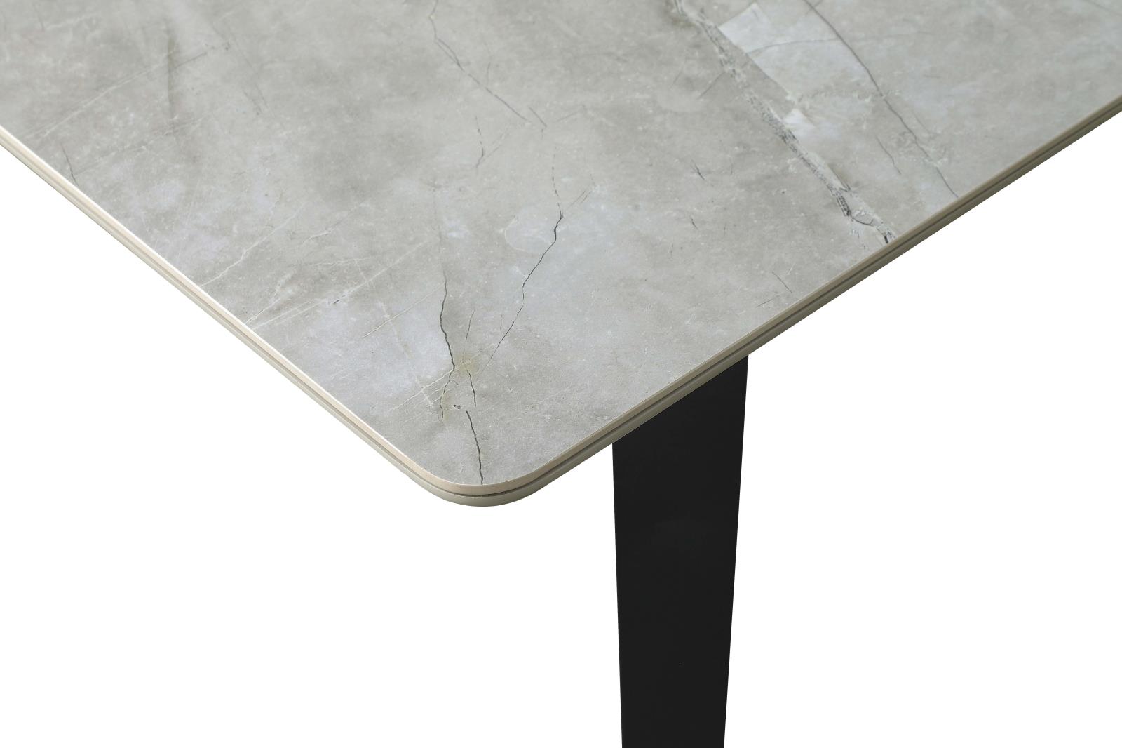 Mina Rectangular Ceramic Dining Table with Walnut Veneer Extension Leaf 
