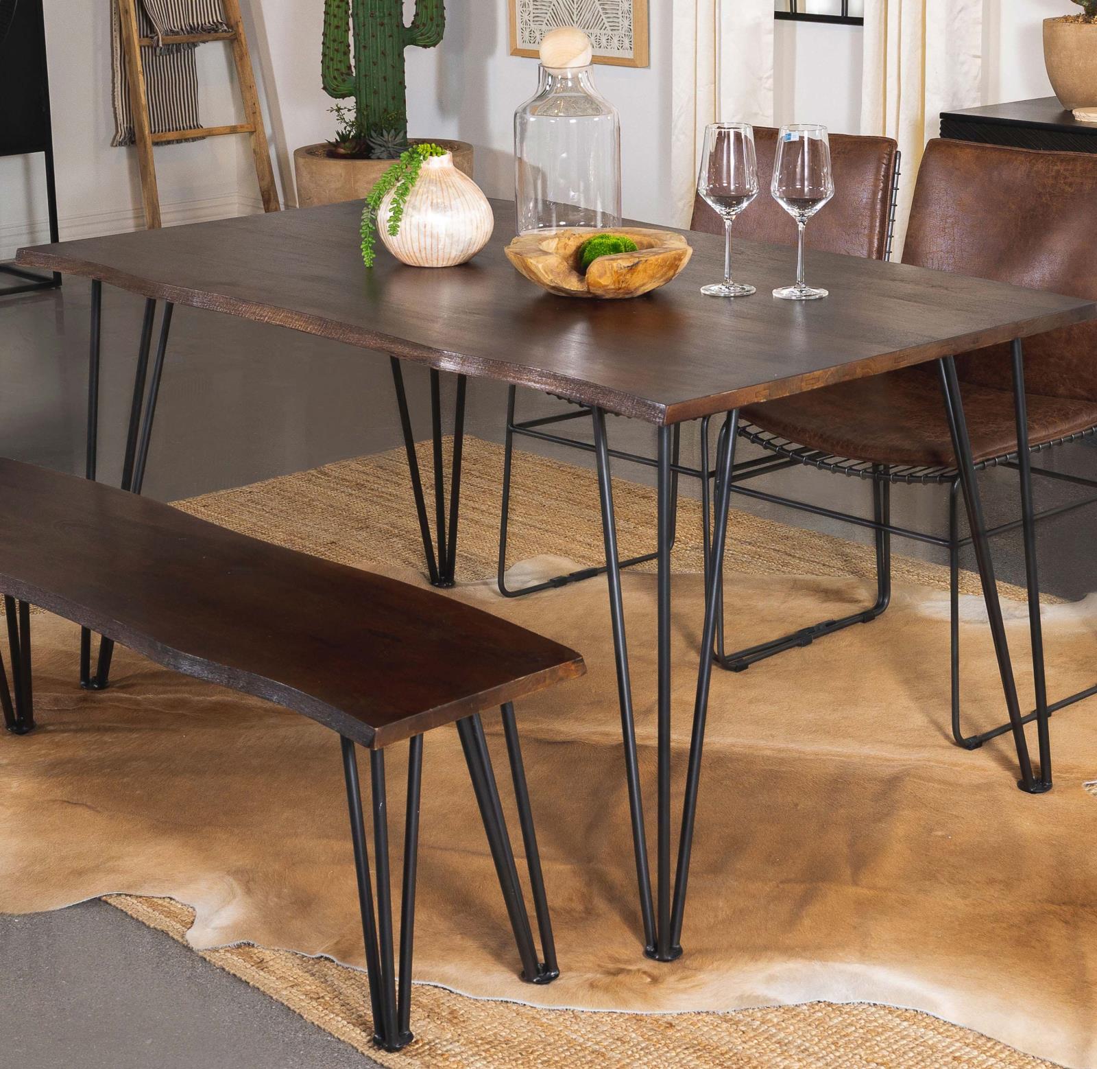 Topeka Live-edge Wood Dining Table with Hairpin Legs