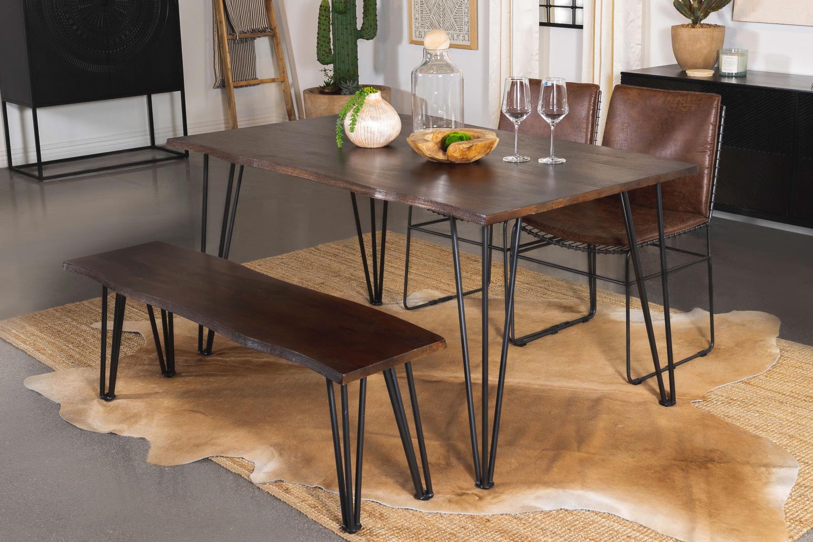 Topeka Live-edge Wood Dining Table with Hairpin Legs