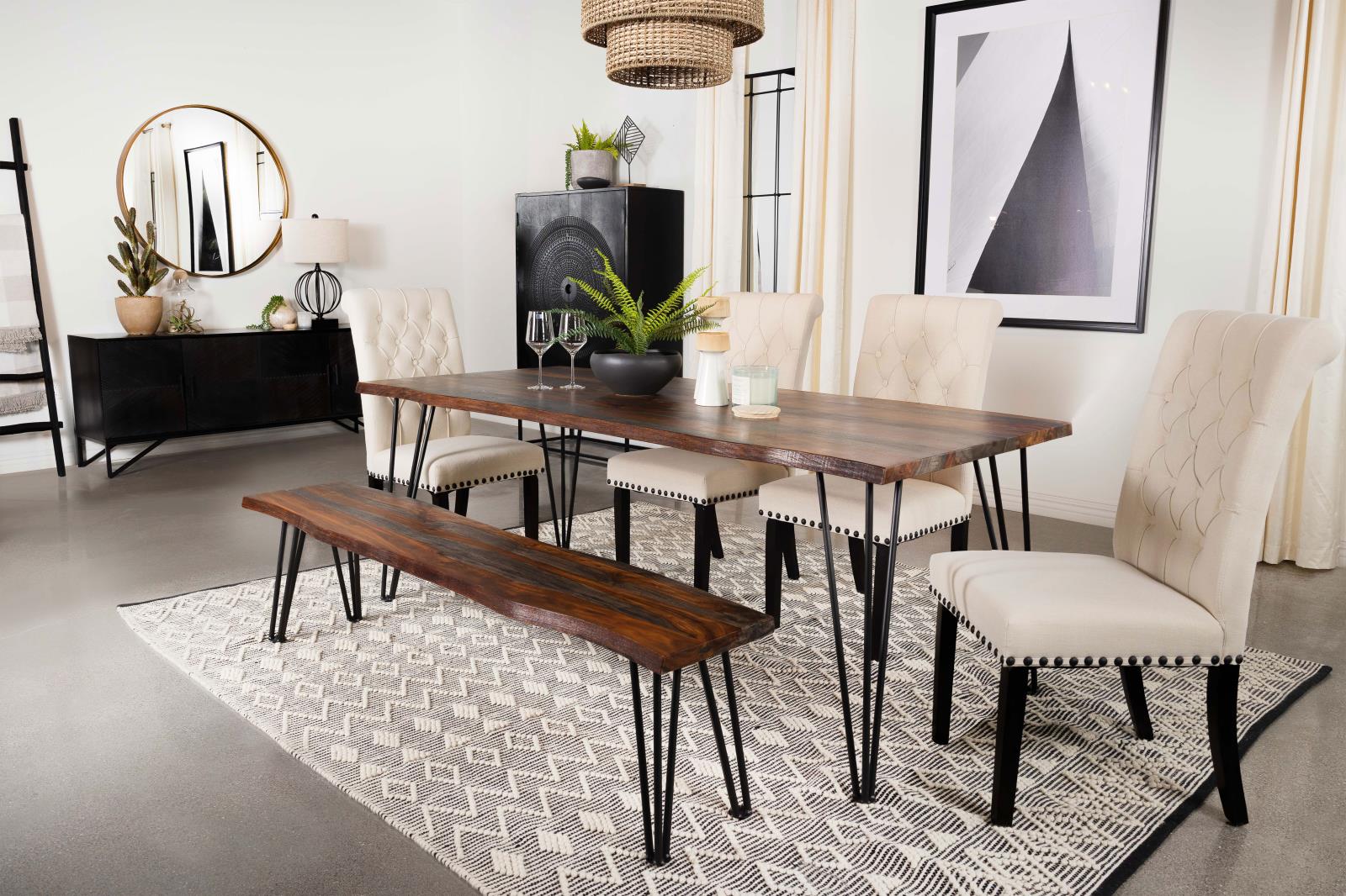 Neve Live-edge Wood Dining Table with Hairpin Legs