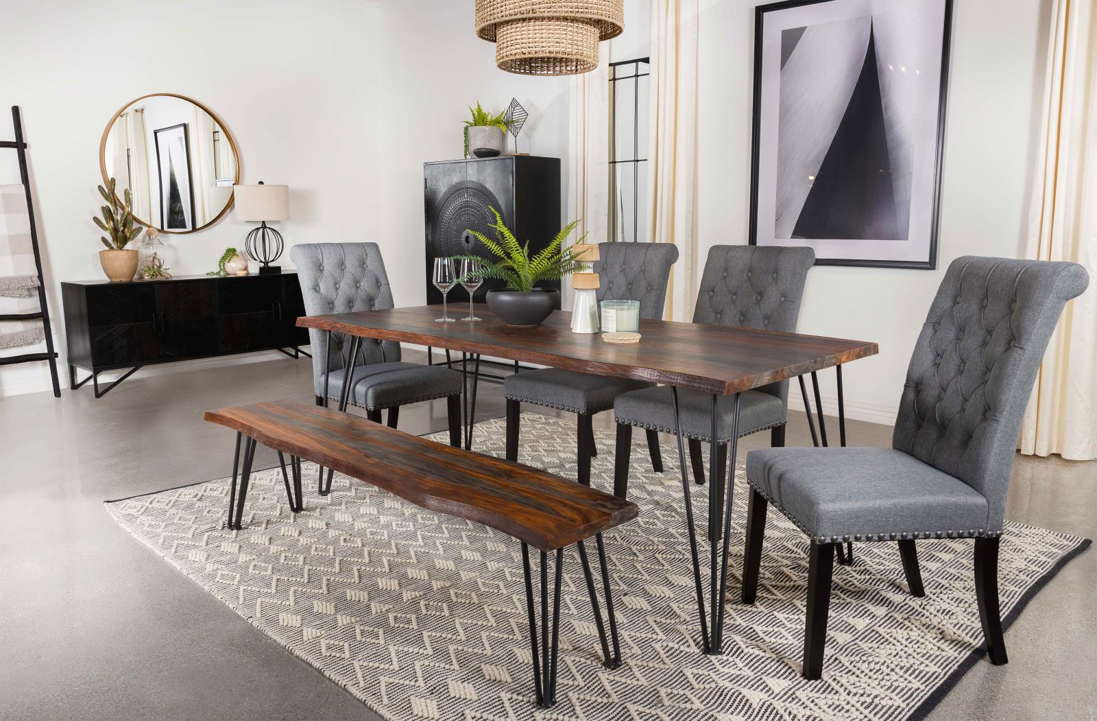 Neve Live-edge Wood Dining Table with Hairpin Legs